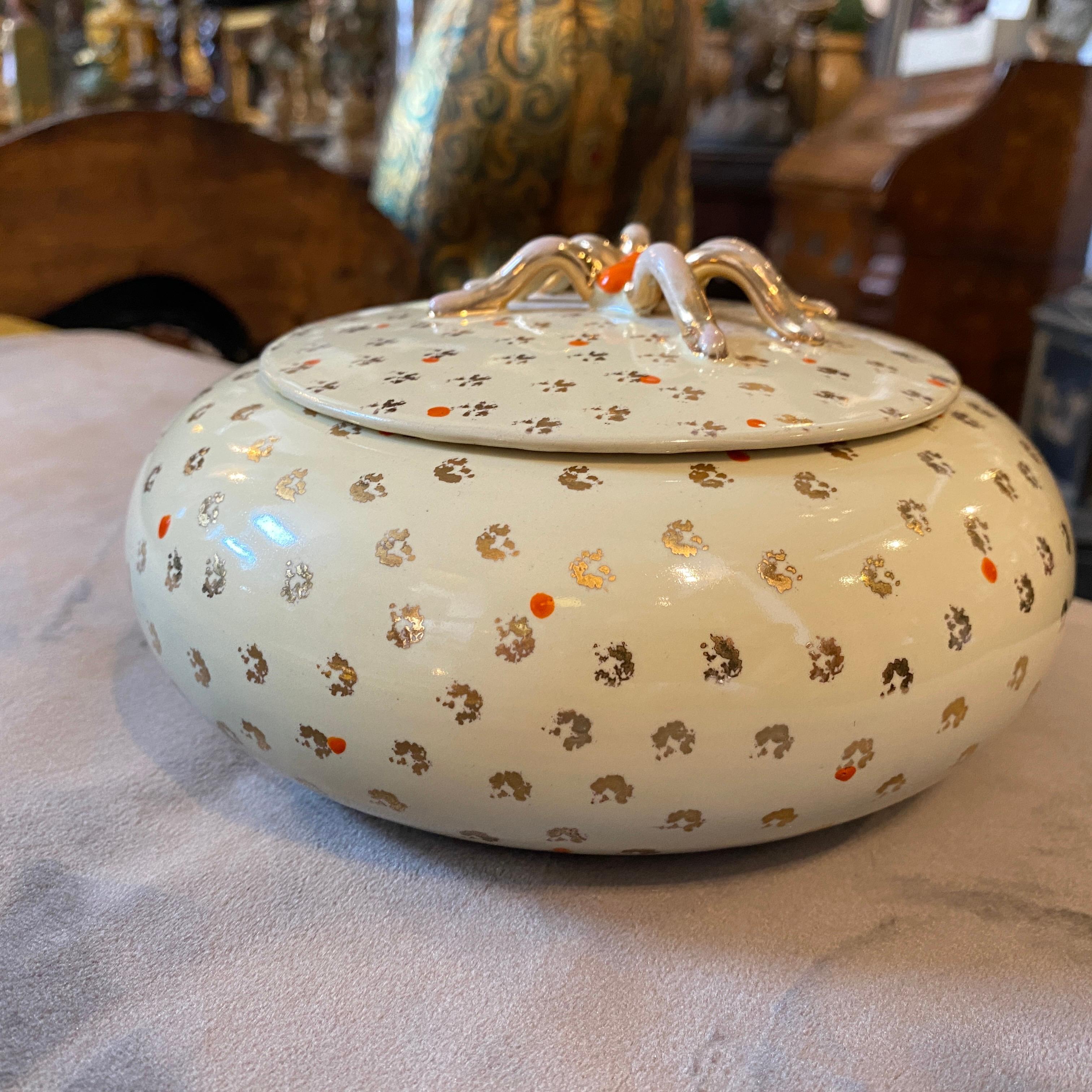 Italian 1950s Mid-Century Modern Ceramic Spider Box by Pucci Umbertide