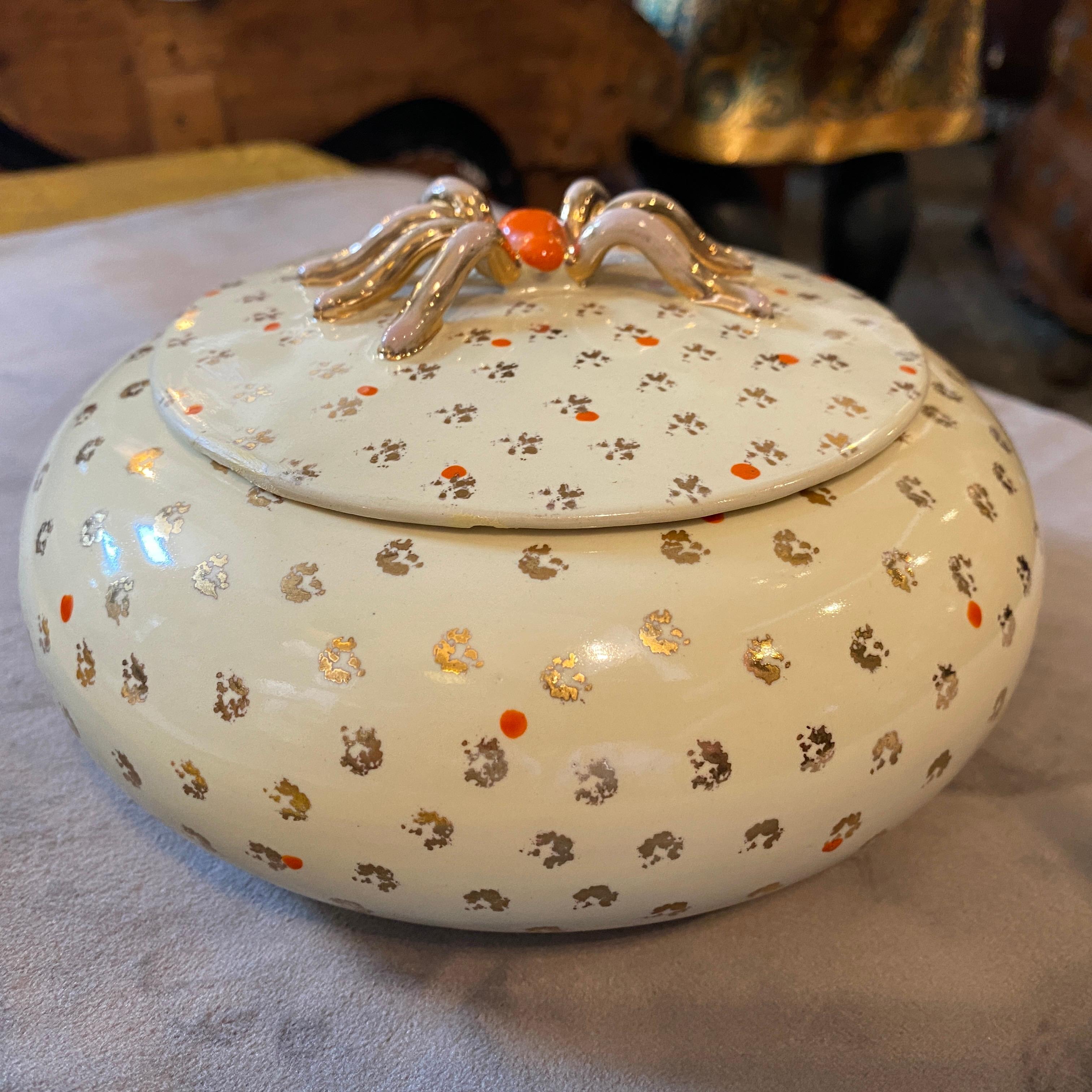 Hand-Crafted 1950s Mid-Century Modern Ceramic Spider Box by Pucci Umbertide