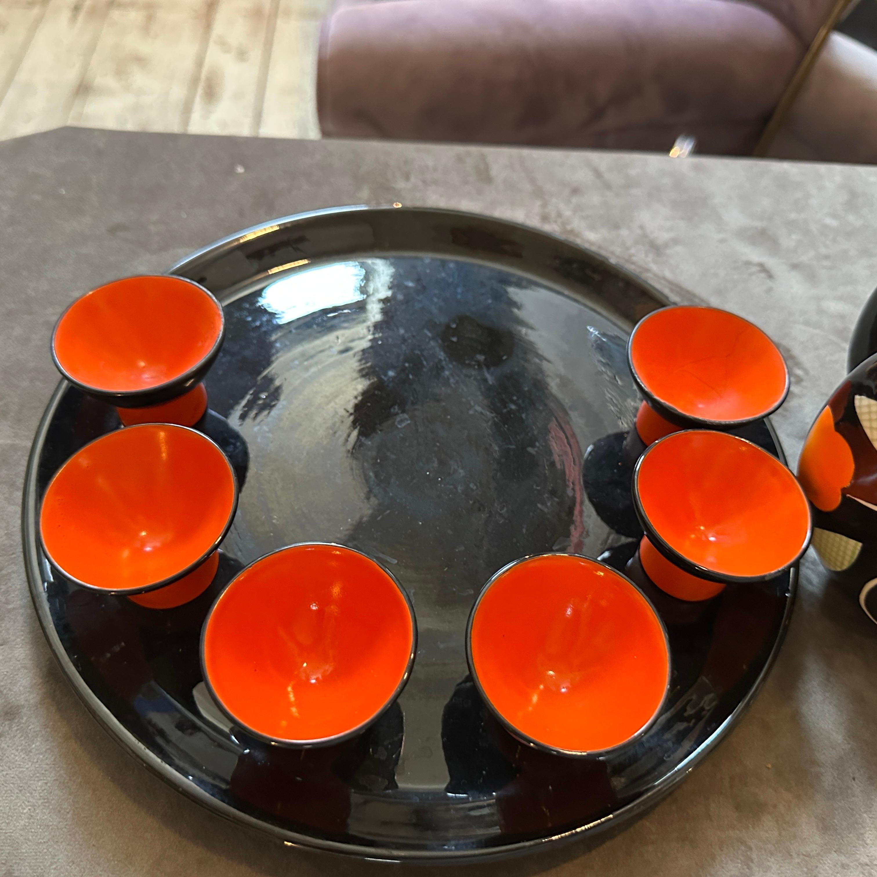 1950er Jahre Mitte des Jahrhunderts Moderne Keramik Italienische Rosolio Set von Rometti im Angebot 2
