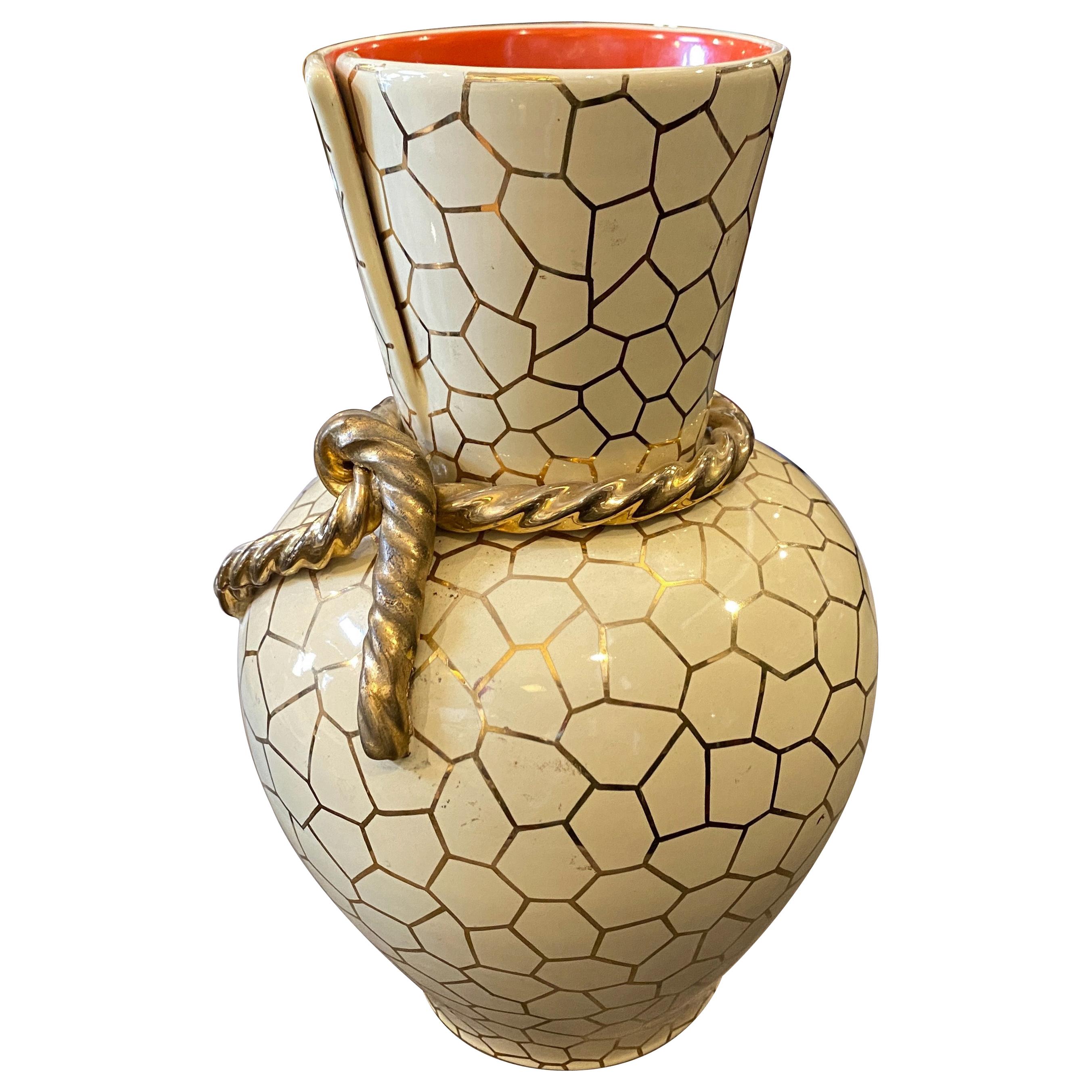 Italienische Rometti Umbertide-Vase aus Keramik, Mid-Century Modern, 1950er Jahre 