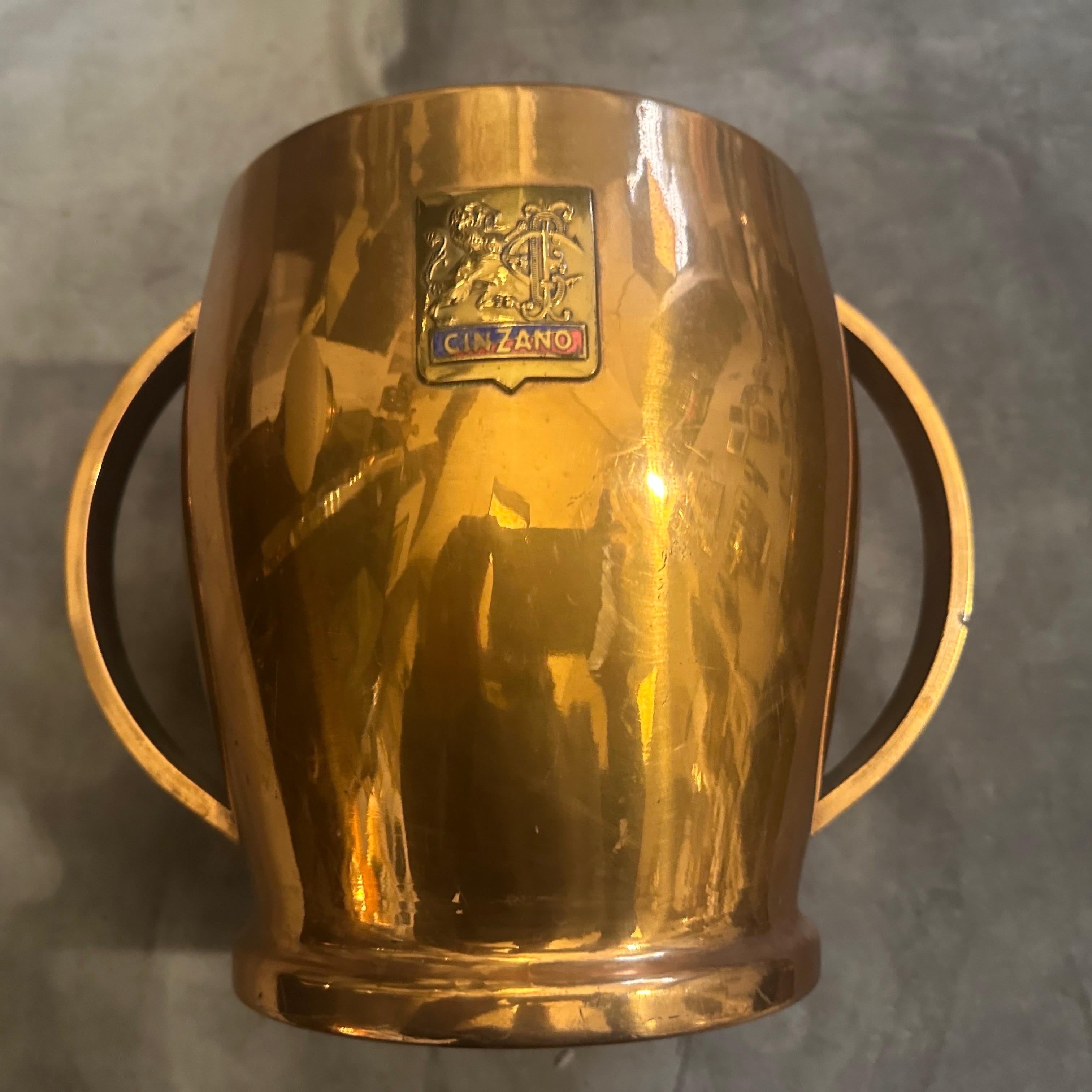 Raffreddatore per vino italiano di metà secolo 1950 in rame di Cinzano in vendita 1