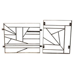 1950s Mid Century Modern Custom Made Iron Window Grills, a Pair