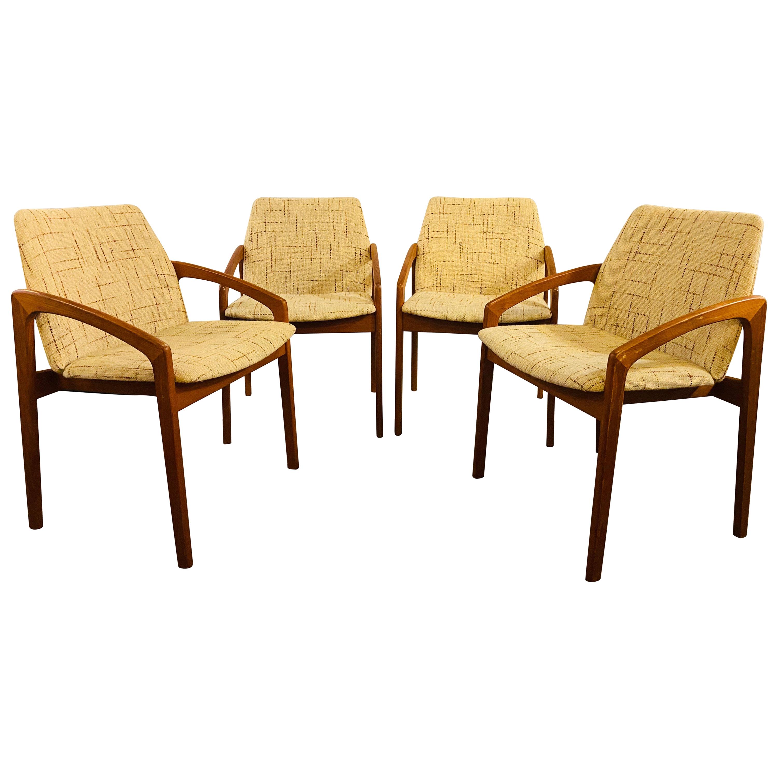 1950s Mid-Century Modern Danish Teak Dining or Side Chairs, Set of Four