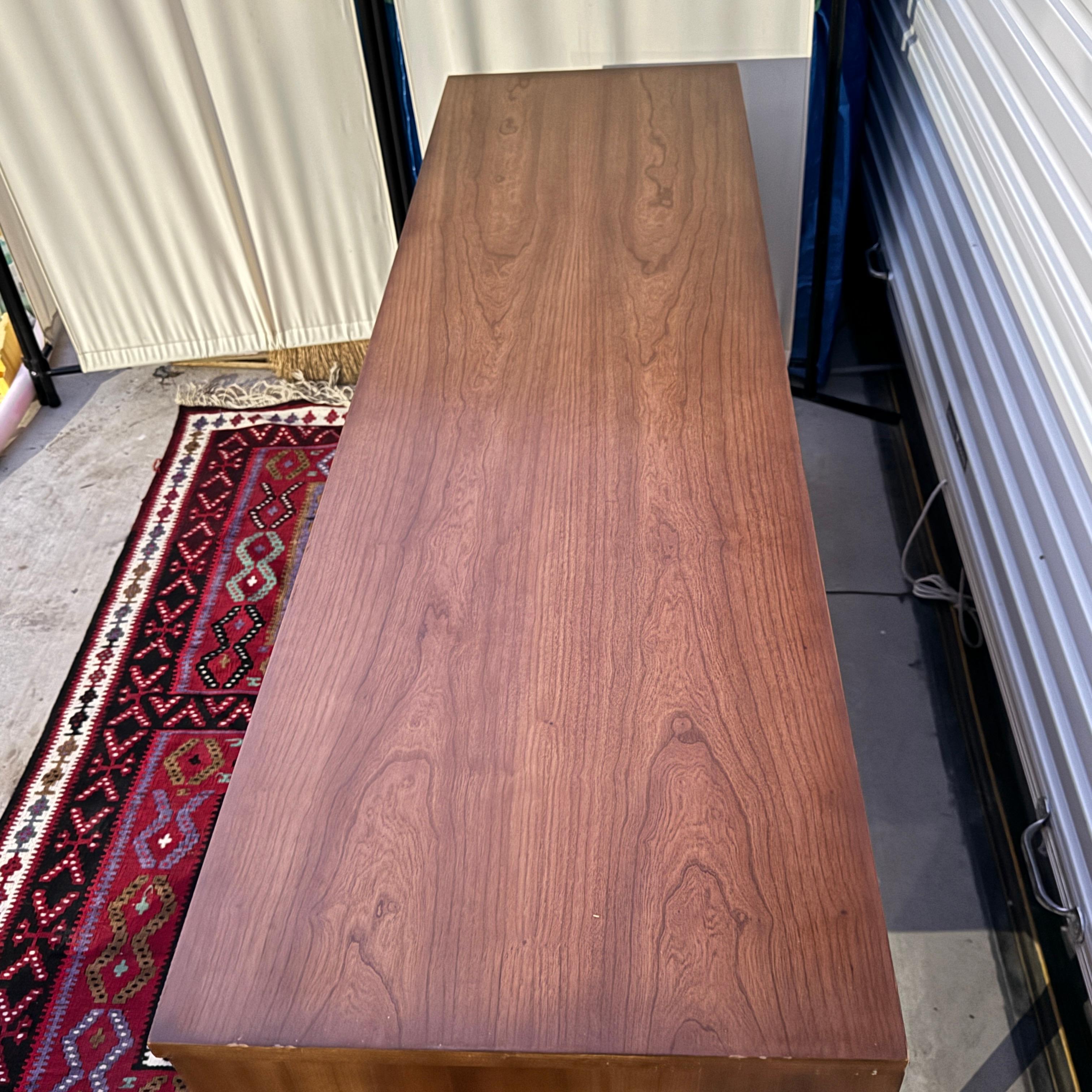 Mid-Century Modern 1950s Mid Century Modern Dixie Walnut Lowboy 9 Drawer Dresser