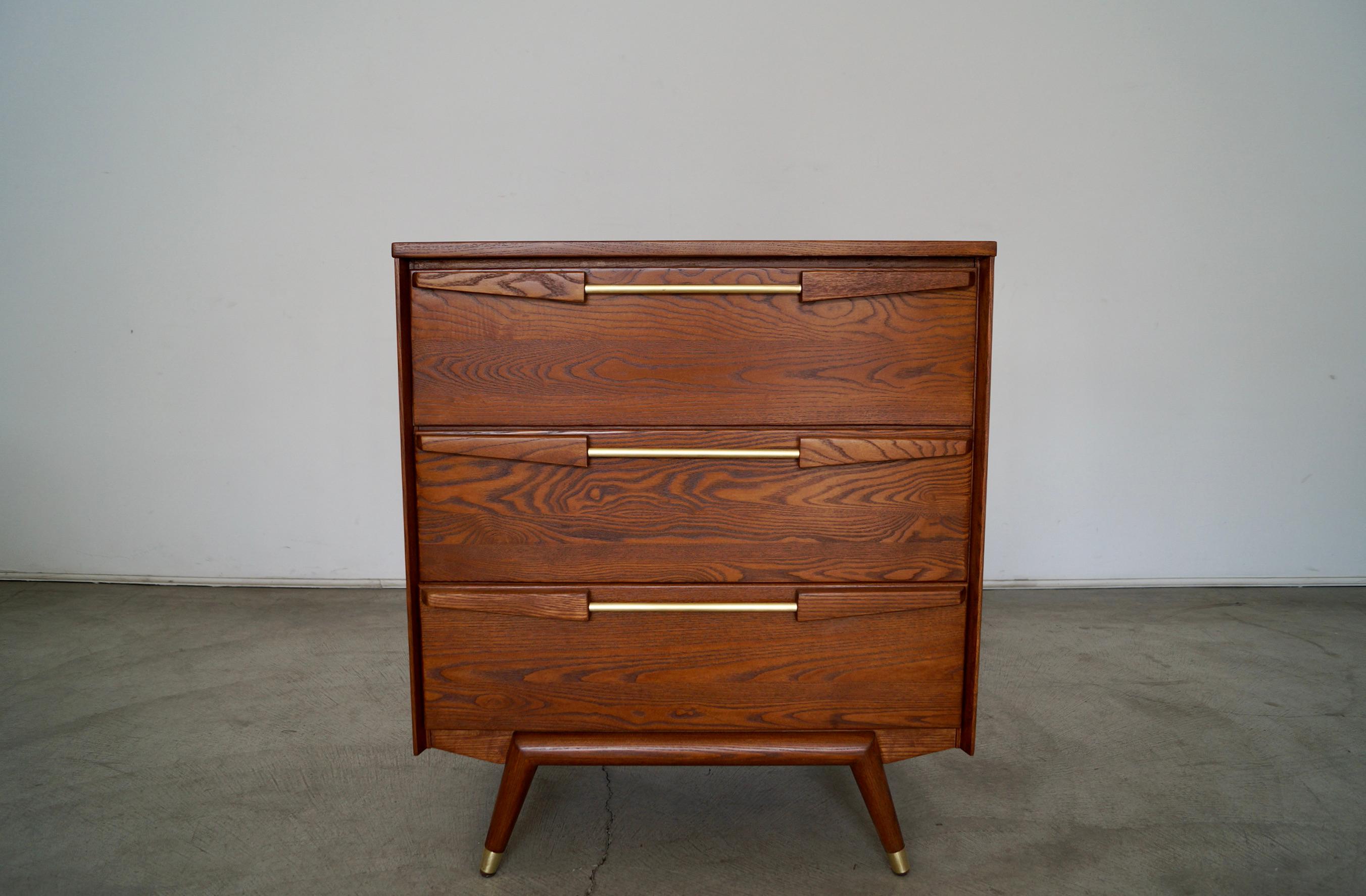 American 1950's Mid-Century Modern Dresser W/ Metal Drawers For Sale
