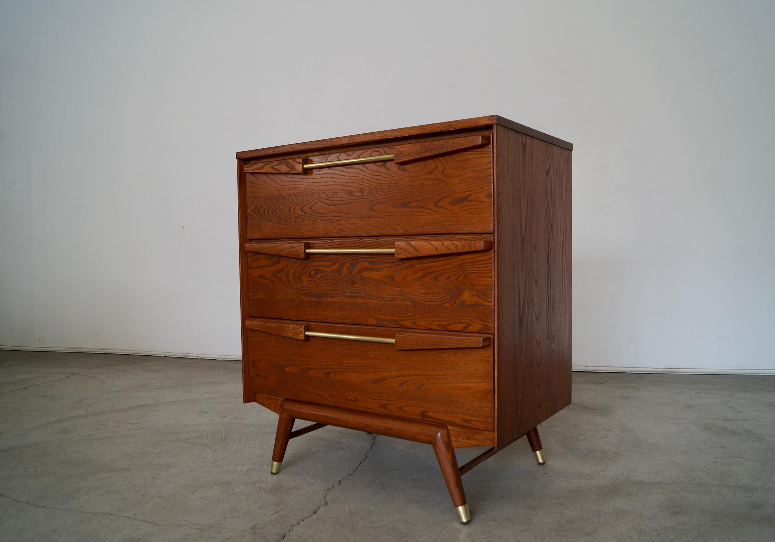 Brass 1950's Mid-Century Modern Dresser W/ Metal Drawers For Sale