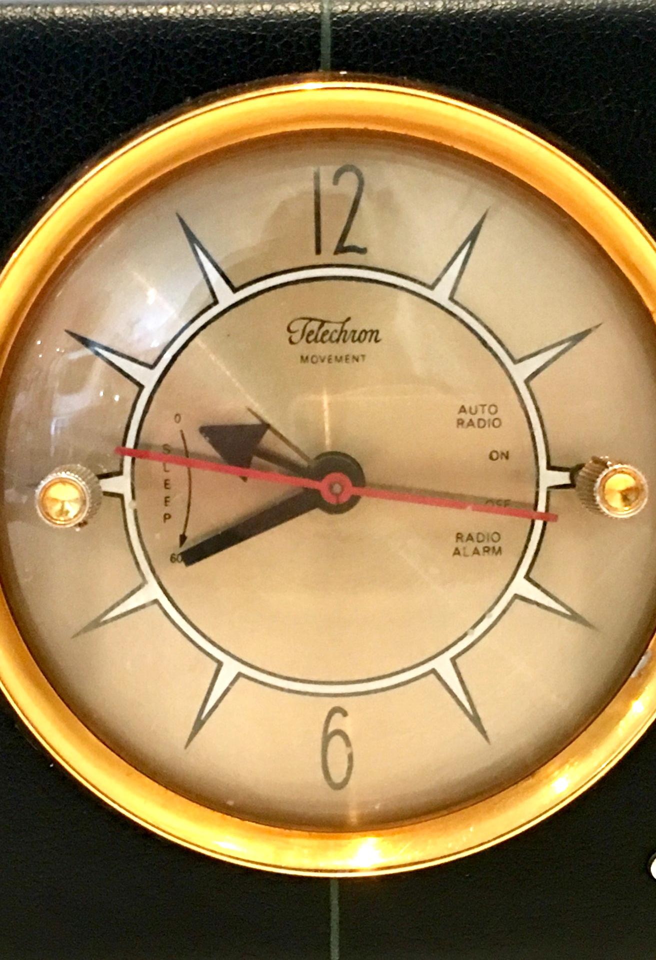 Metal 1950s Mid-Century Modern Electronic Alarm Clock and Radio by, Crosley