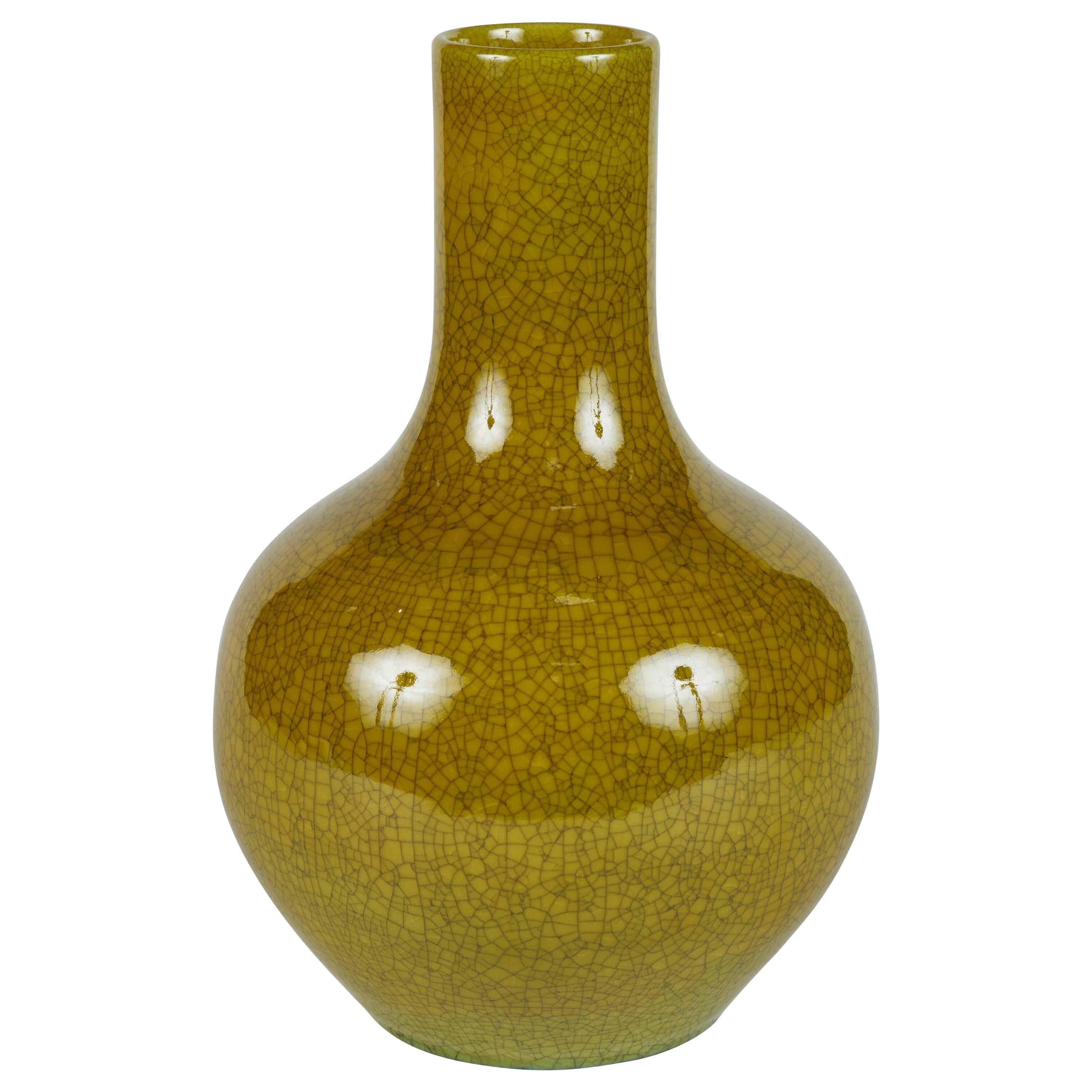 1950s Mid-Century Modern English Crackled and Glazed Vase