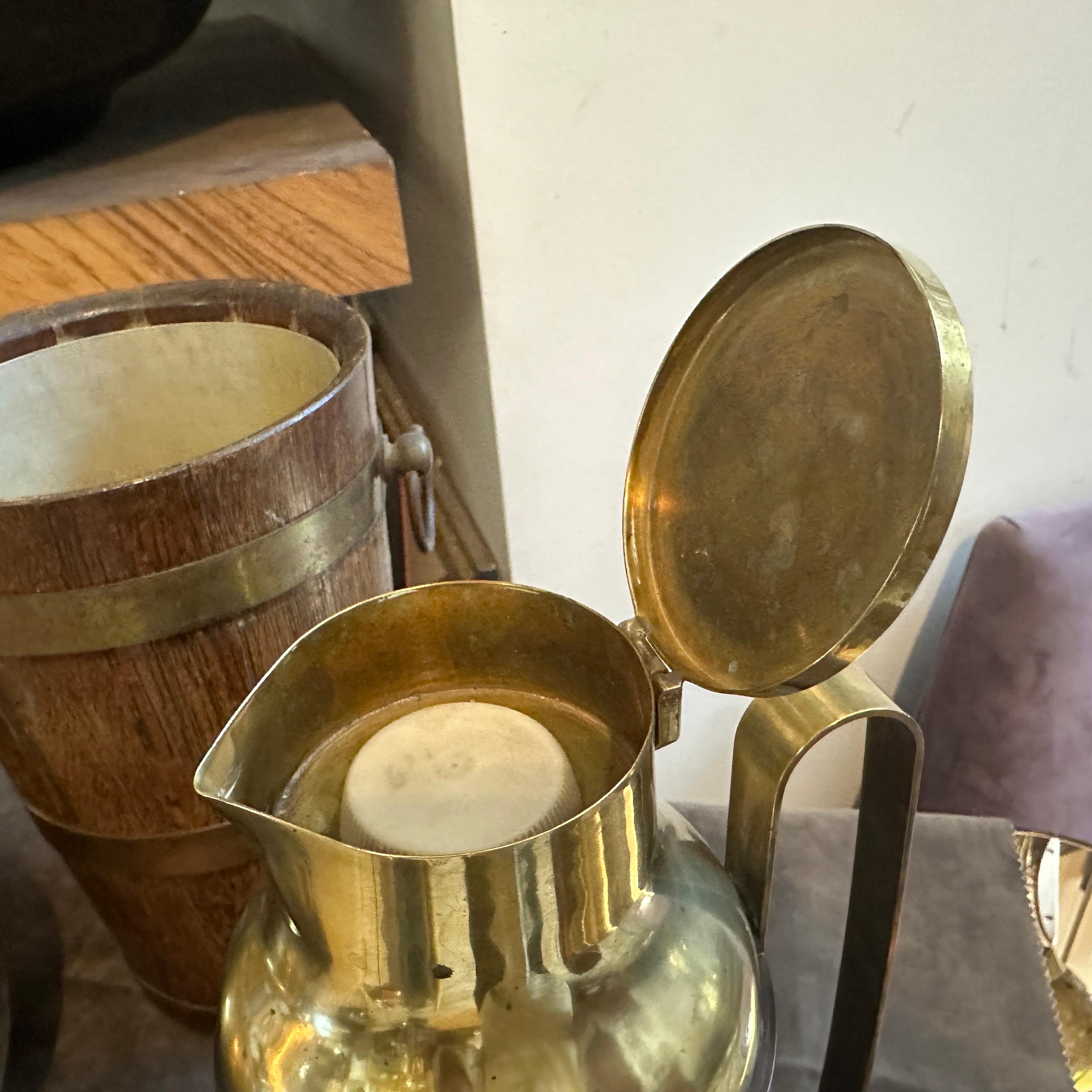 1950s Mid-Century Modern Fake Tortoise Shell Bakelite and Brass Thermos Carafe For Sale 1