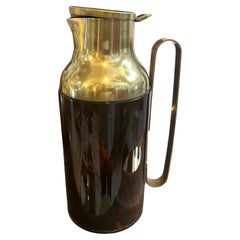 1950s Mid-Century Modern Fake Tortoise Shell Bakelite and Brass Thermos Carafe