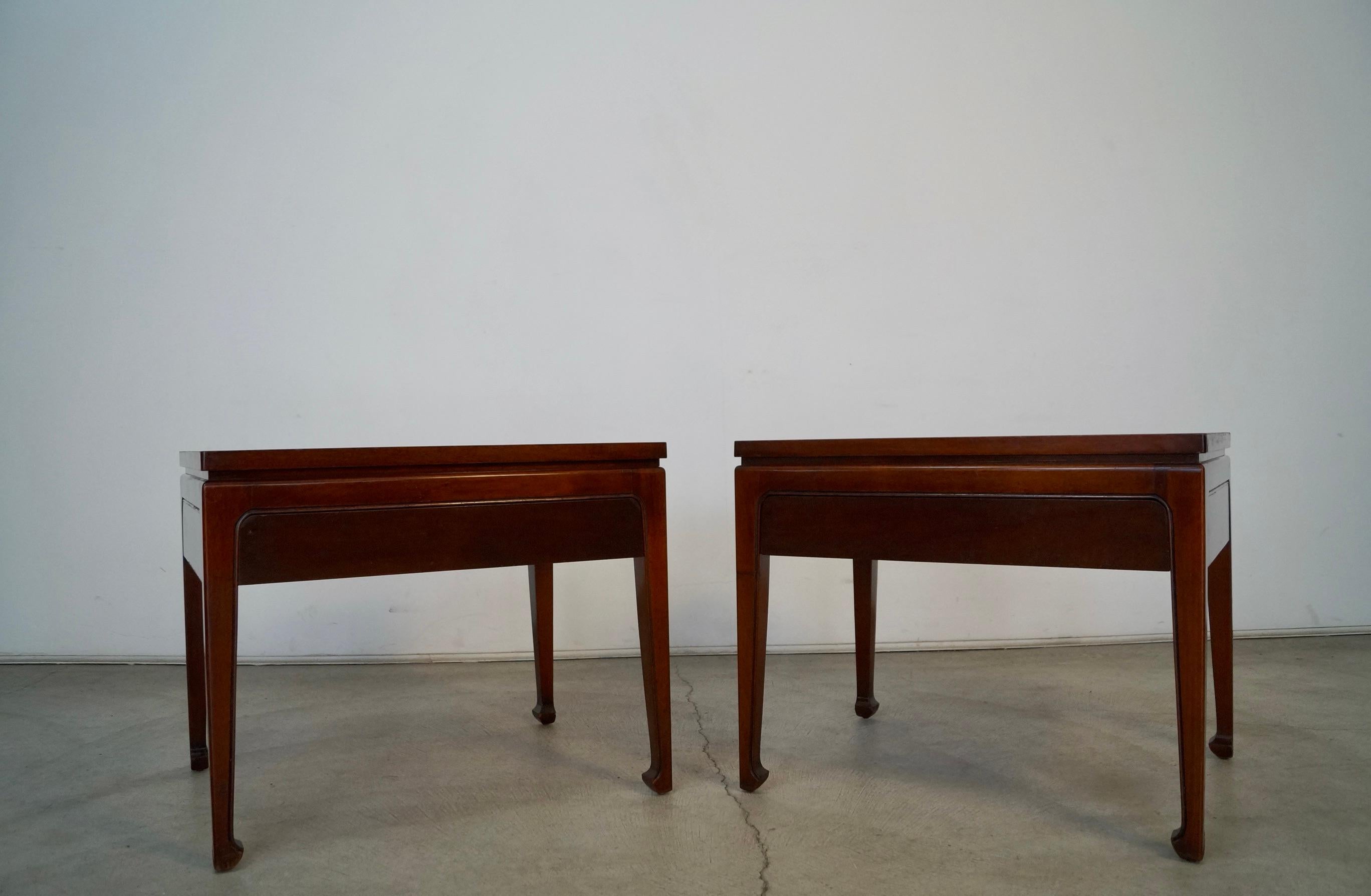American 1950's Mid-Century Modern Fine Arts Furniture Nightstands / Side Tables - A Pair