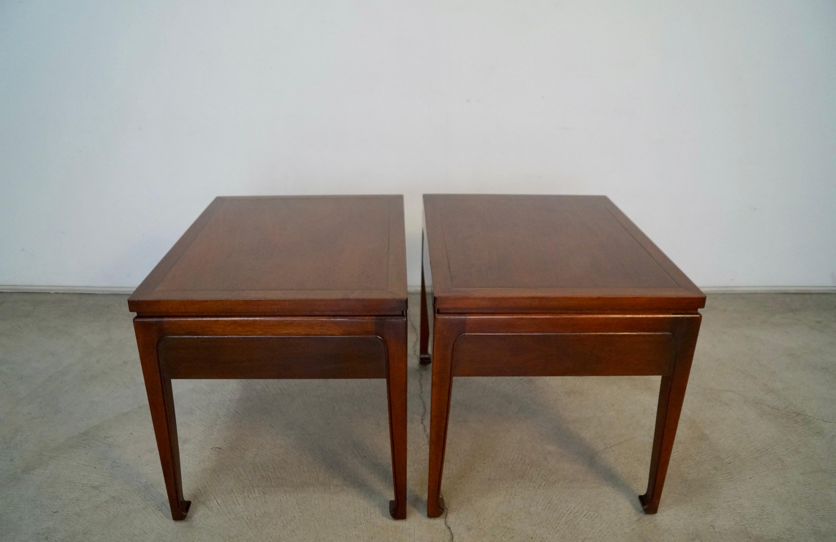 Mahogany 1950's Mid-Century Modern Fine Arts Furniture Nightstands / Side Tables - A Pair