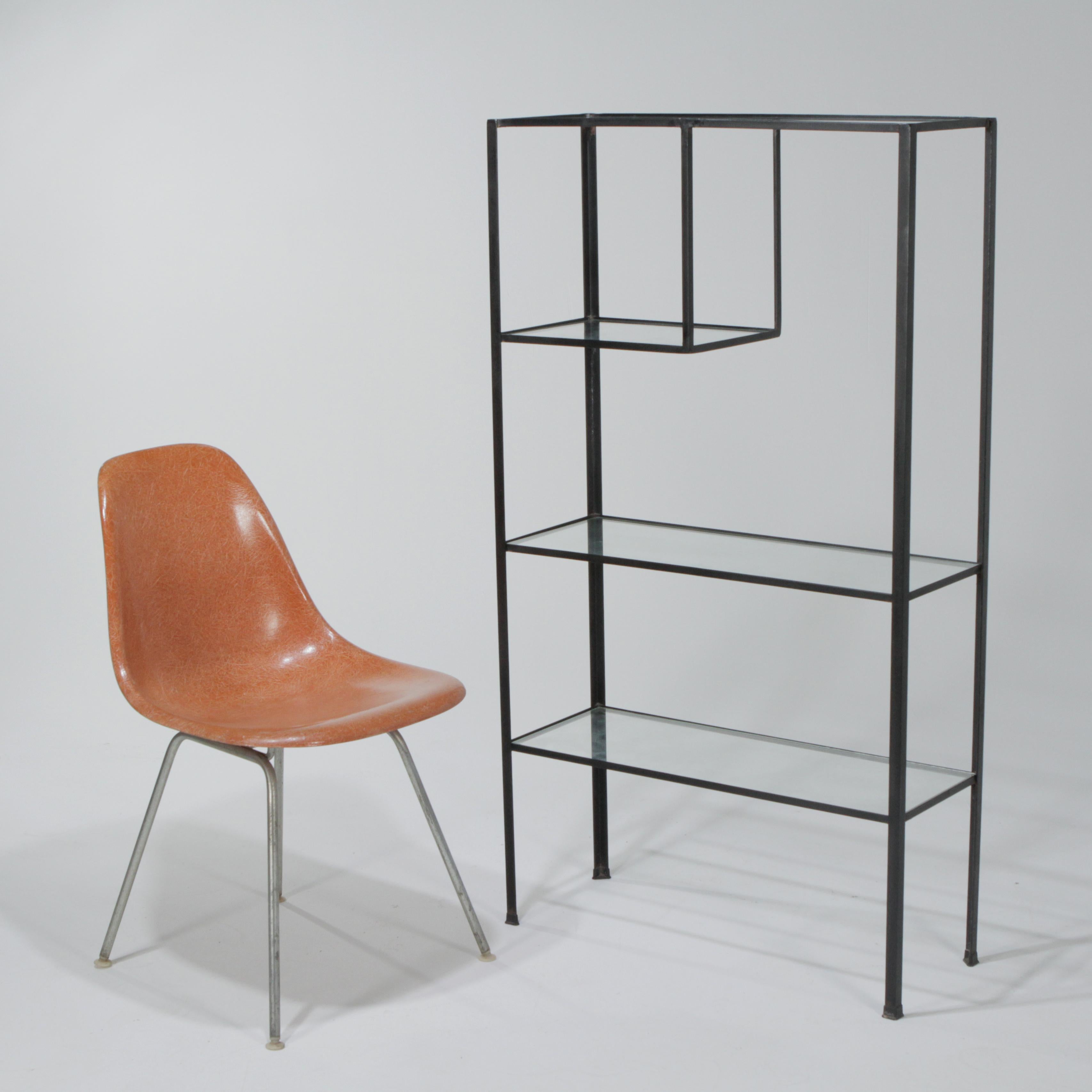1950s Mid-Century Modern Frederick Weinberg Angle Iron & Glass Shelf Unit 1