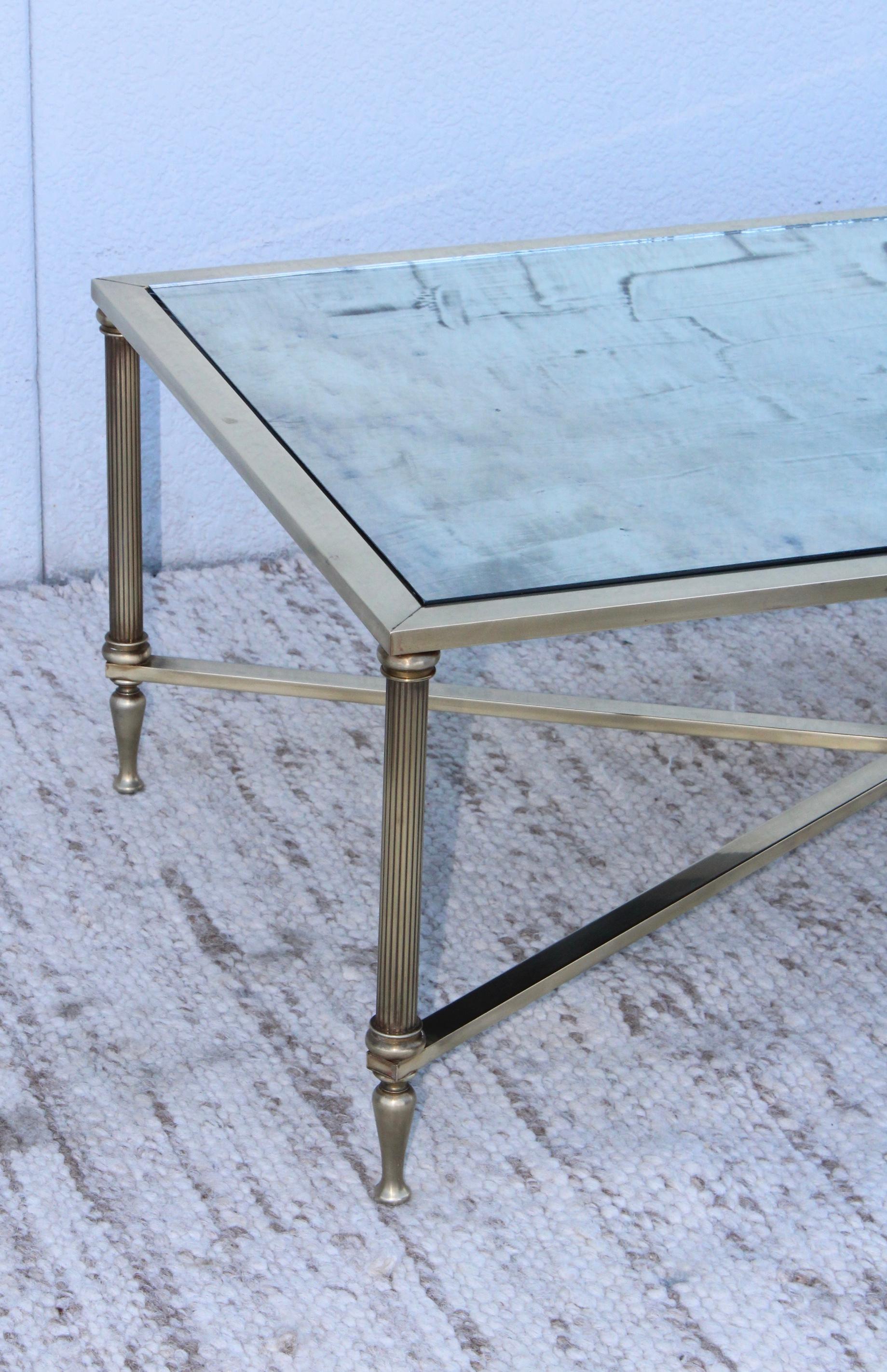 20th Century 1950s Mid-Century Modern French Brass Coffee Table For Sale