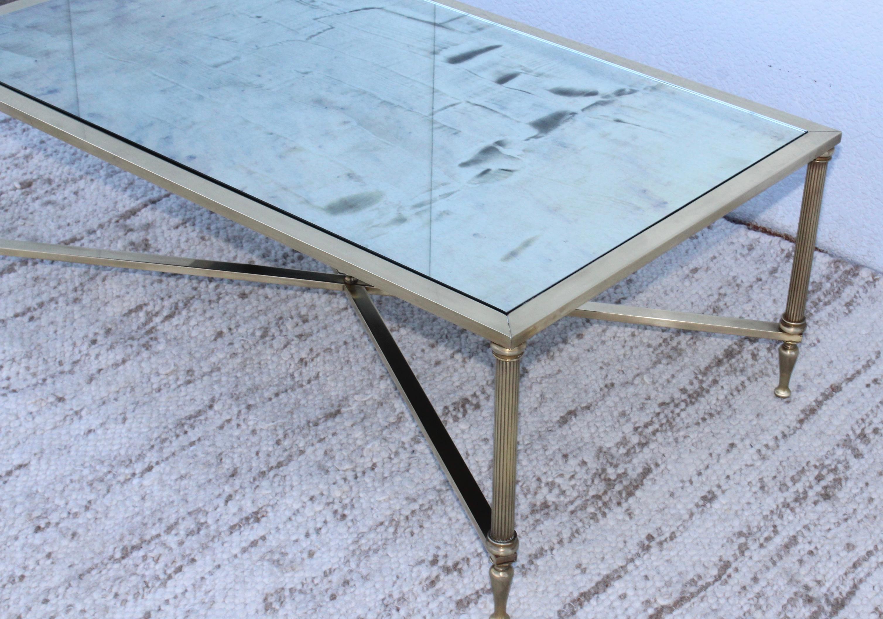 1950s Mid-Century Modern French Brass Coffee Table For Sale 1