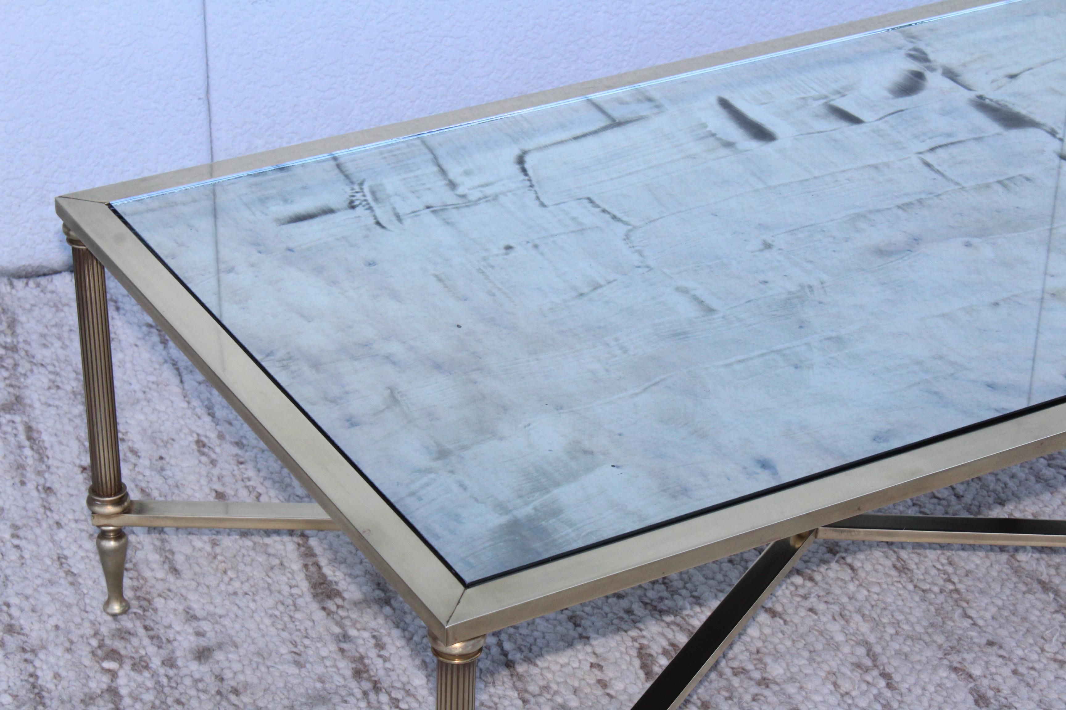 1950s Mid-Century Modern French Brass Coffee Table For Sale 3
