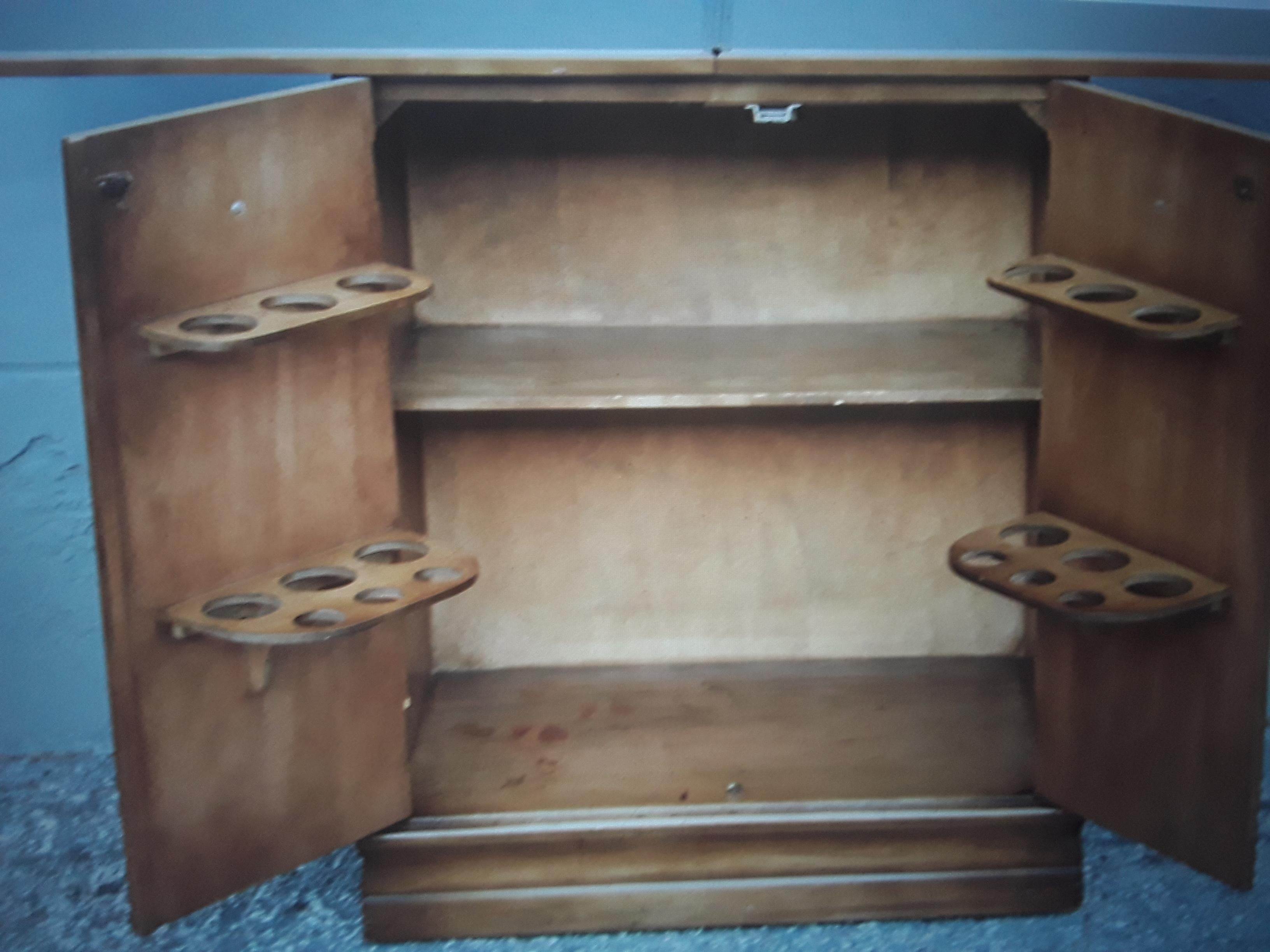 Walnut 1950's Mid Century Modern Fully Compartmentalized Dry Bar For Sale