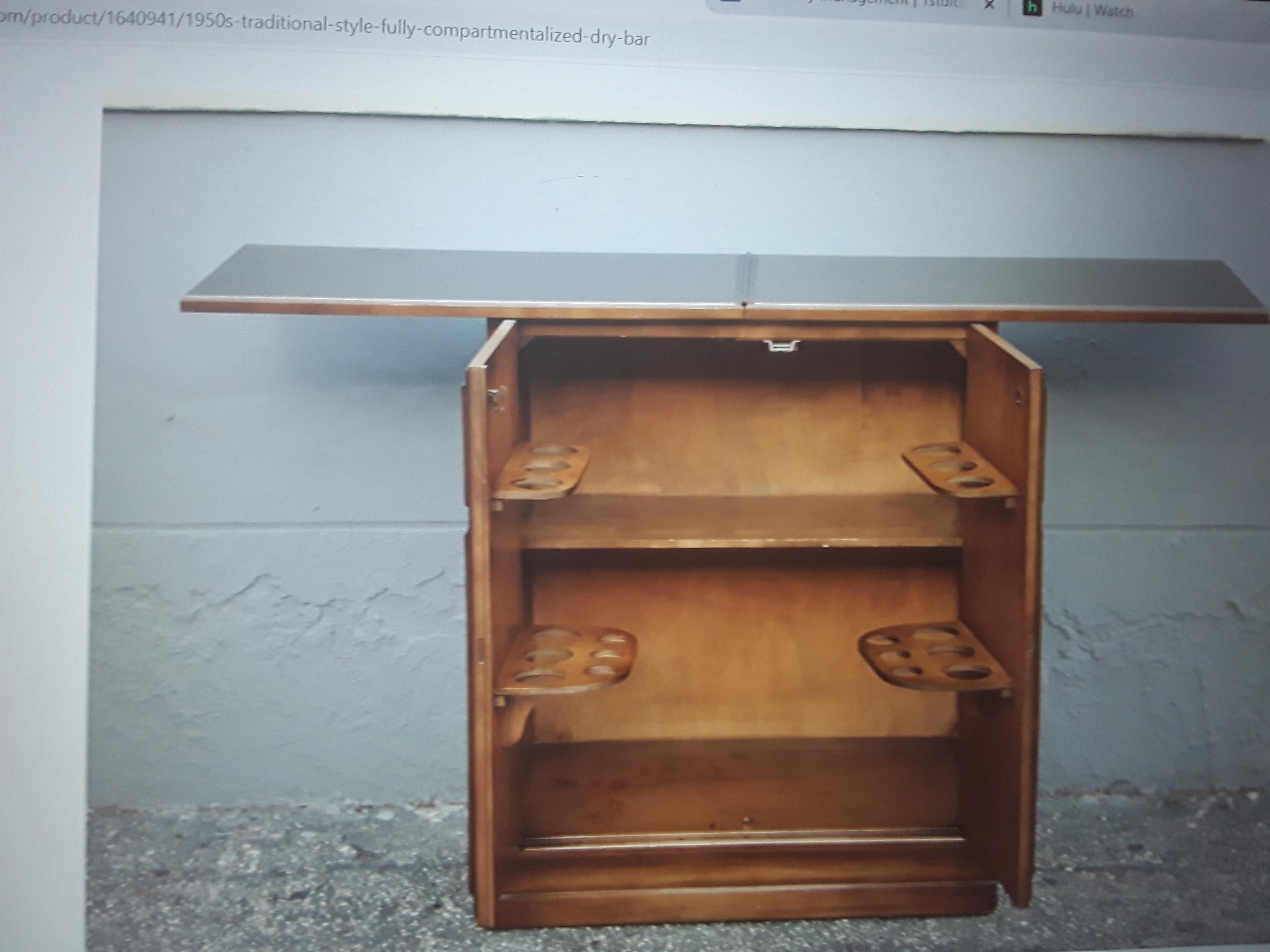 1950's Mid Century Modern Fully Compartmentalized Dry Bar For Sale 2