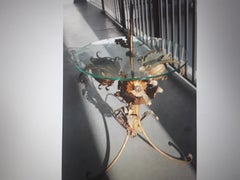 1950's Mid Century Modern Gilt Tole Lotus Floral Table Floor Lamp