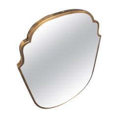 Specchio da parete in ottone massiccio in stile Gio Ponti moderno di metà secolo 1950