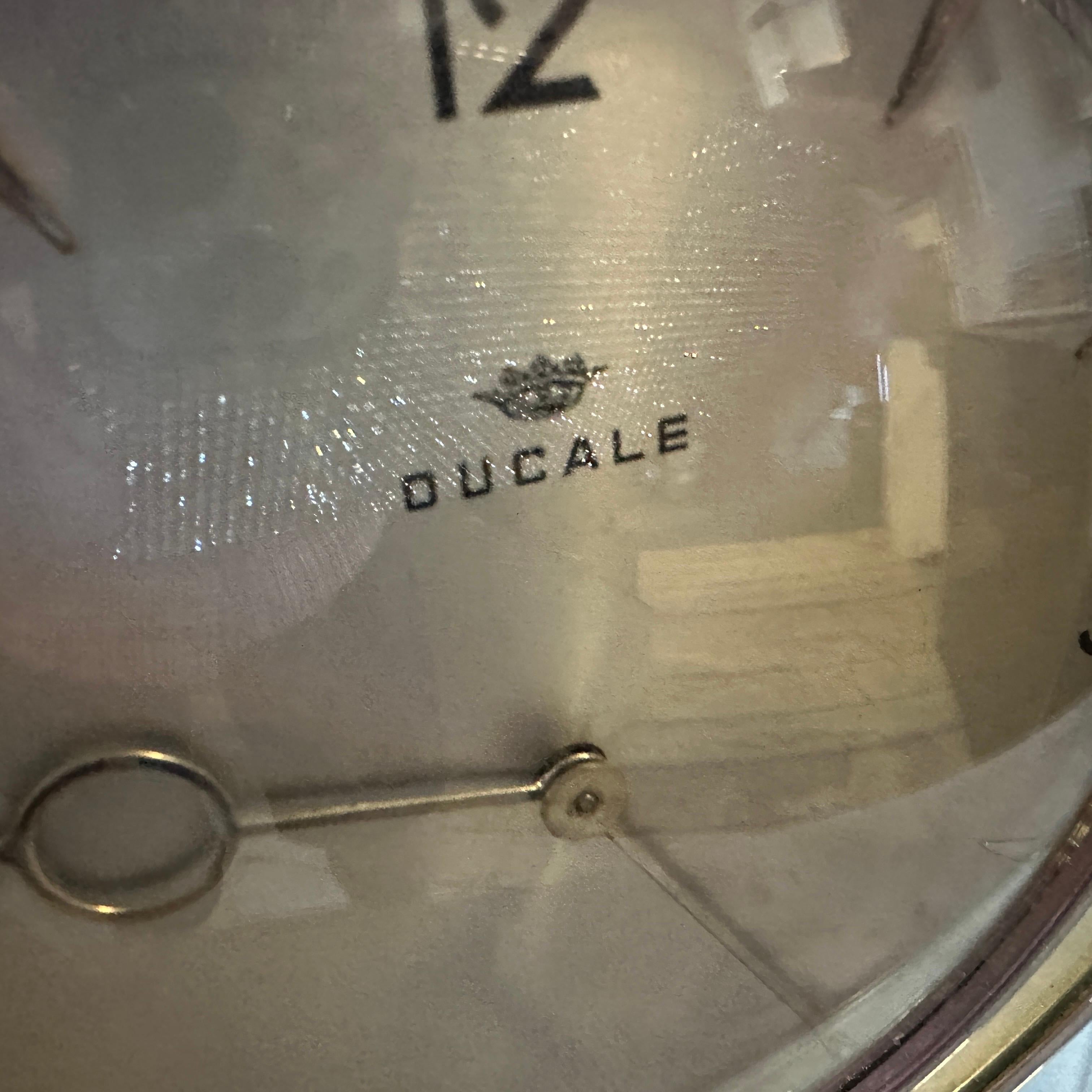 1950s Mid-Century Modern Glass and Chromed Metal Italian Table Clock by Ducale For Sale 7
