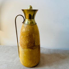 Caraffa thermos in pelle di capra e ottone del 1950 di Aldo Tura