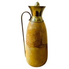 Retro 1950s Mid-Century Modern Goatskin and Brass Thermos Carafe by Aldo Tura