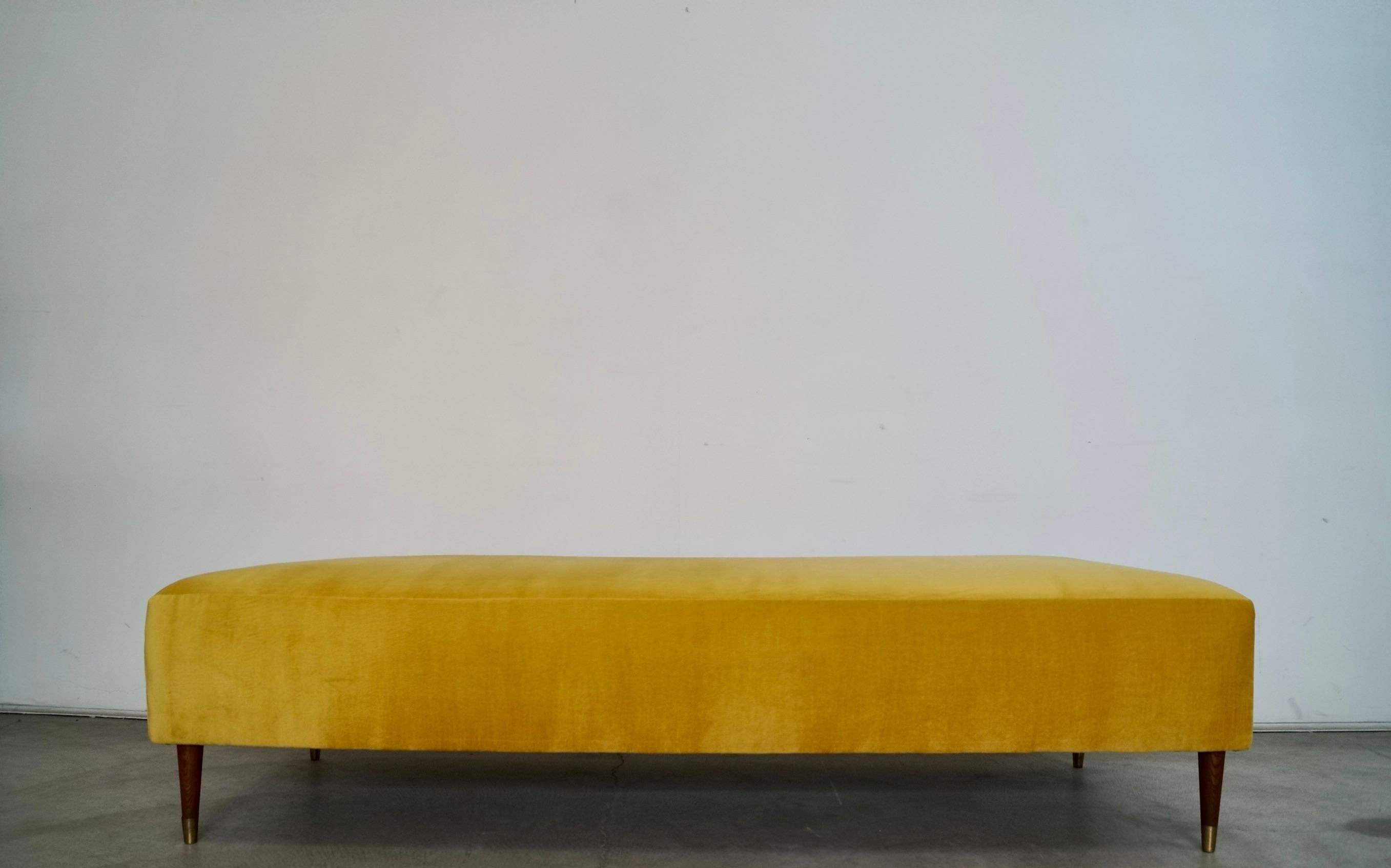 American 1950's Mid-Century Modern Gold Velvet Daybed - Two Available For Sale
