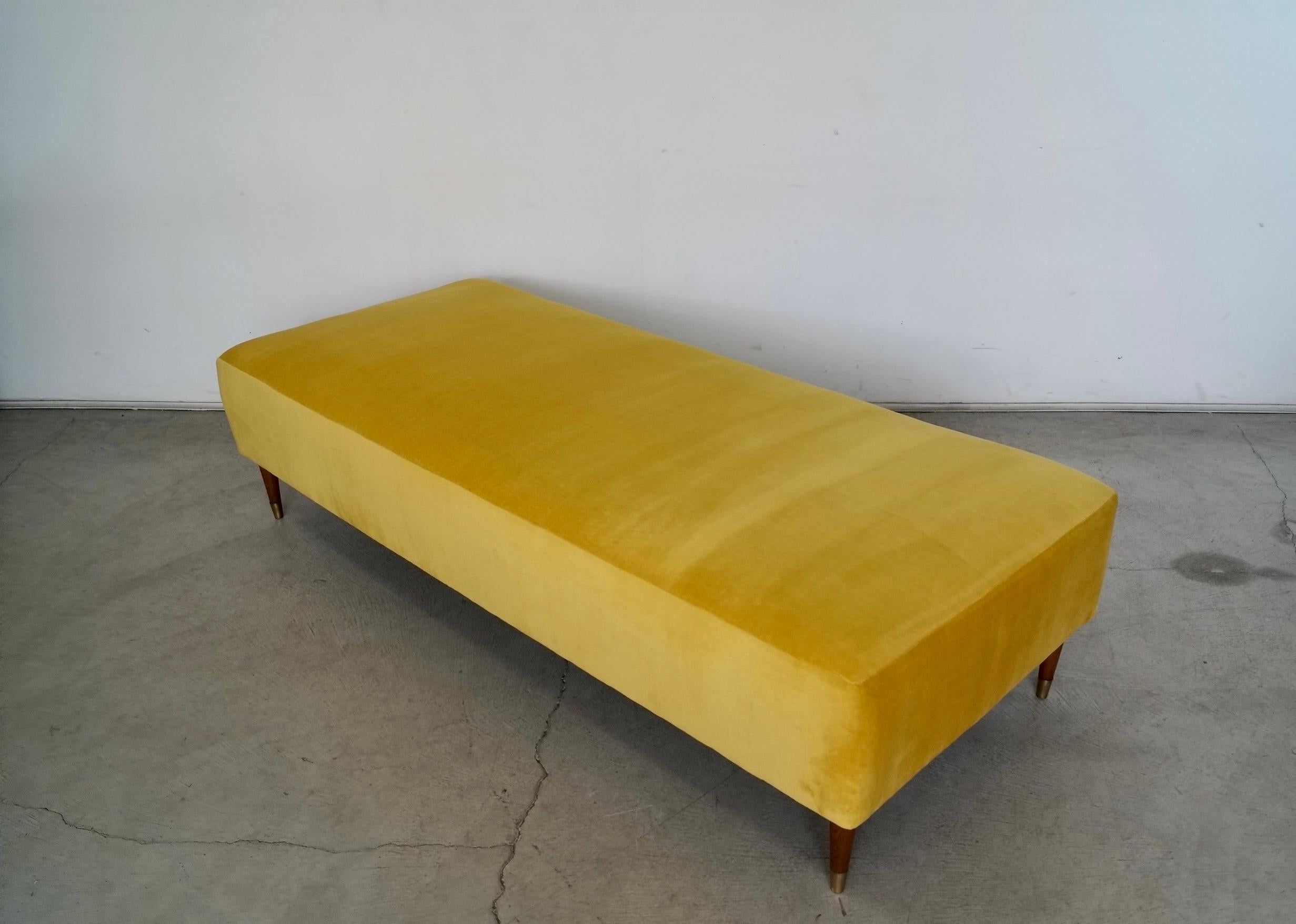 Brass 1950's Mid-Century Modern Gold Velvet Daybed - Two Available For Sale