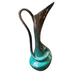 1950s Mid-Century Modern Green Ceramic Italian Unique Piece Jug Vase