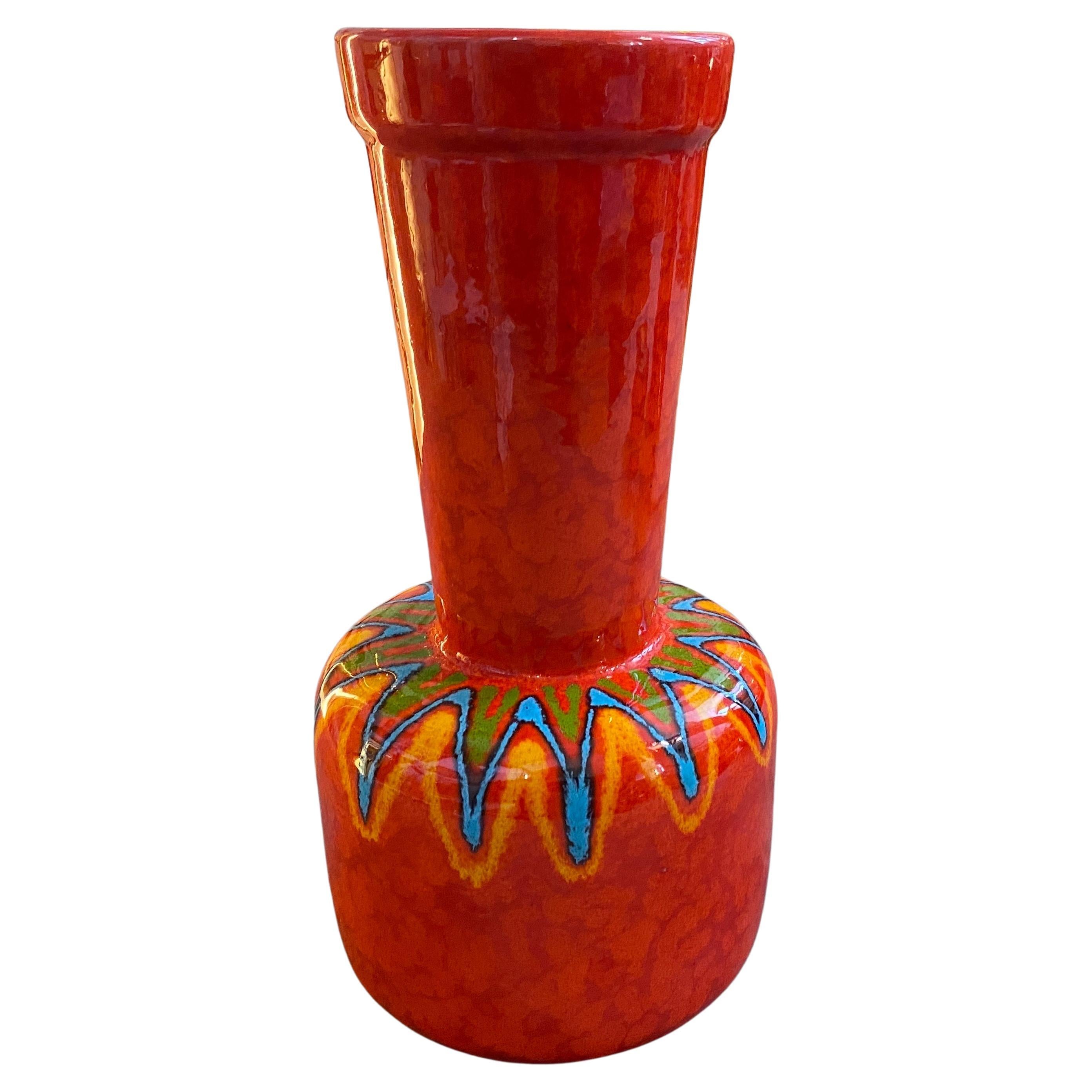 1950s Mid-Century Modern Hand-Painted Ceramic San Marino Vase
