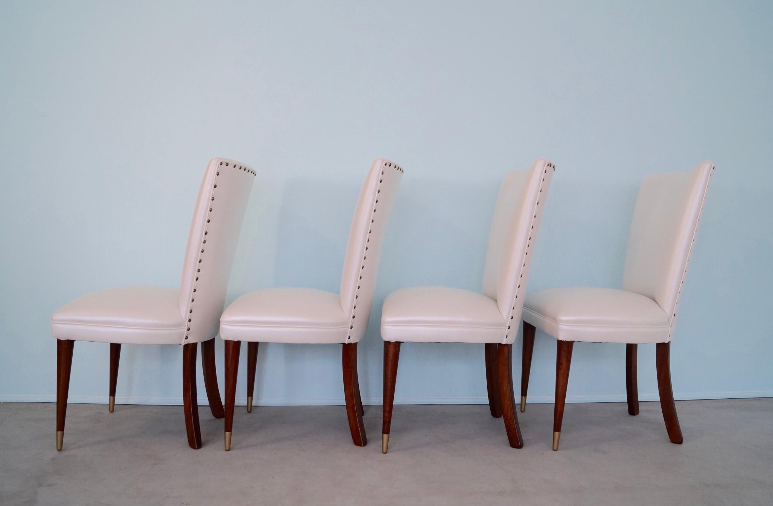 Wood 1950's Mid-Century Modern Hollywood Regency Dining Chairs - Set of 4 For Sale