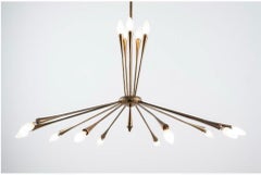 1950s Mid-Century Modern Huge Sputnik Chandelier par Oscar Torlasco pour Lumi