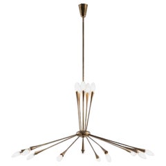 1950s Mid-Century Modern Huge Sputnik Chandelier par Oscar Torlasco pour Lumi