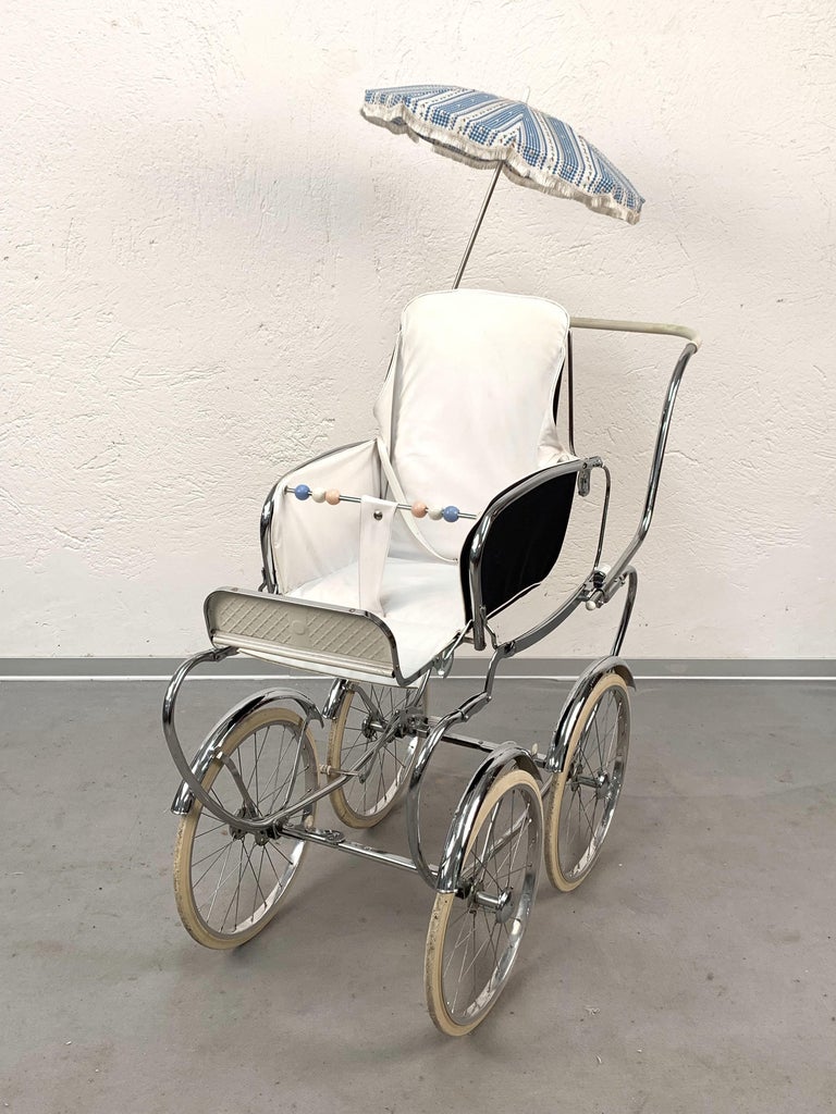 1950s MidCentury Modern Italian Baby Carriage Pram Stroller by