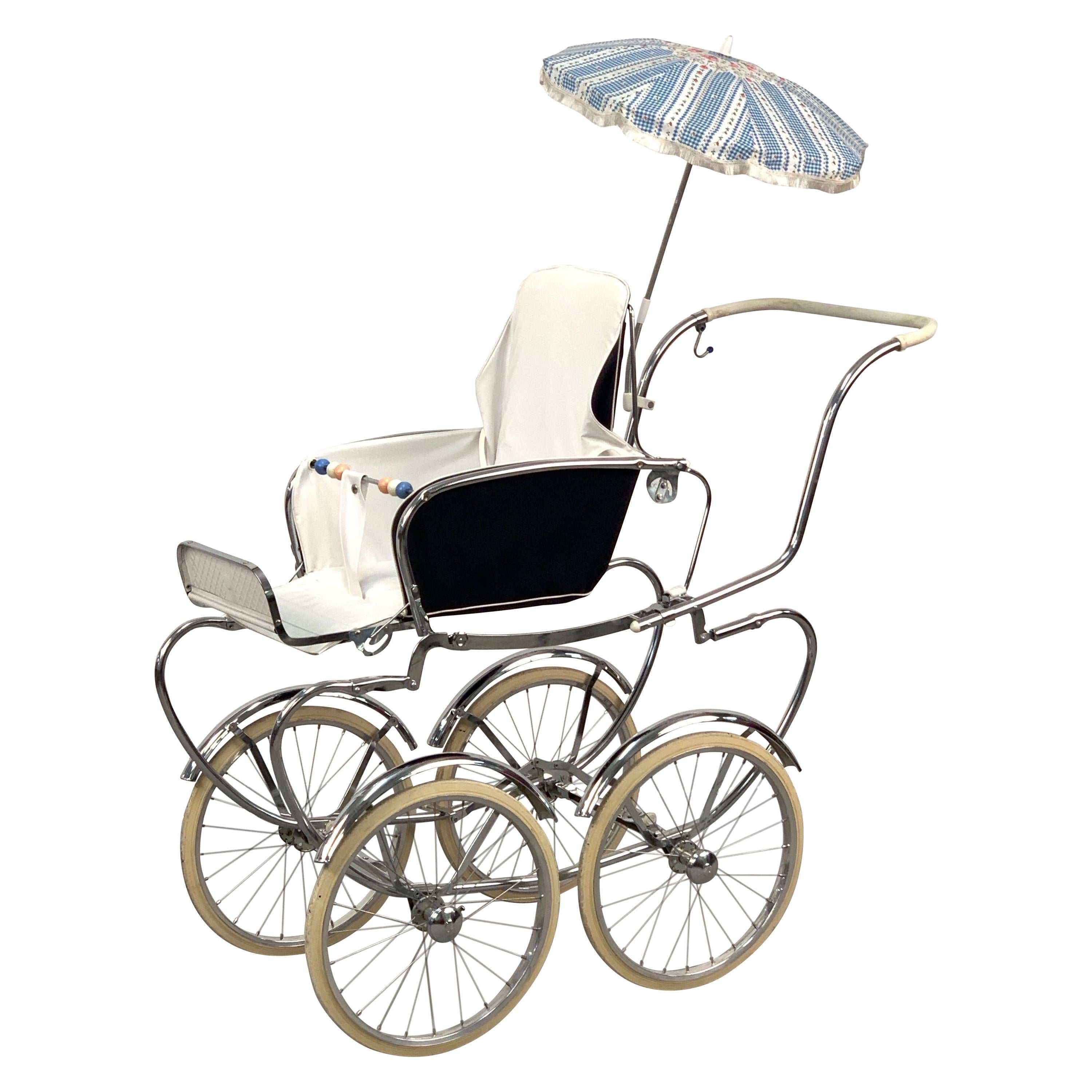 1950s Mid-Century Modern Italian Baby Carriage Pram Stroller by Giordani,  Italy at 1stDibs | italian stroller, vintage baby stroller, 1950s, 1950s  baby stroller