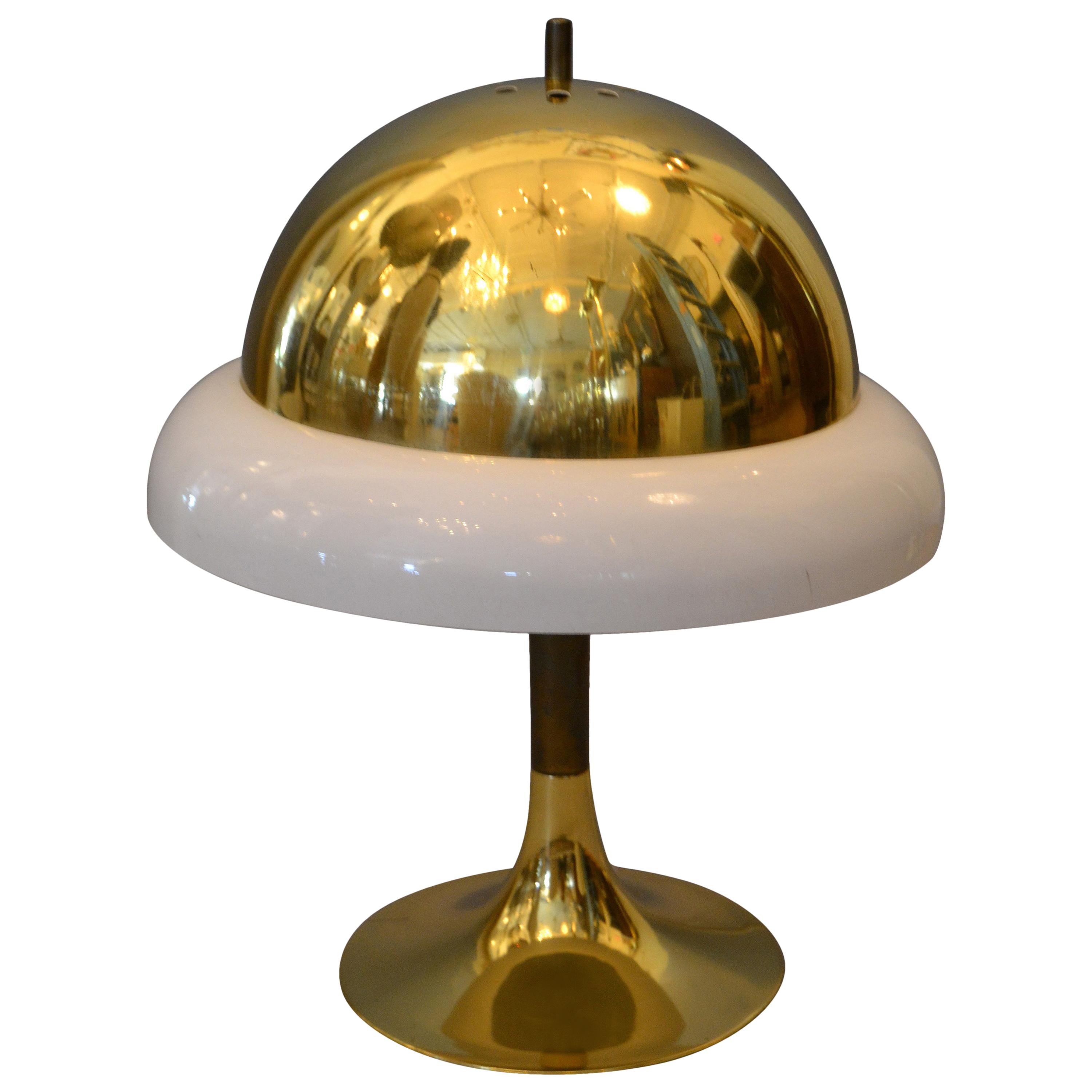 1950s Mid-Century Modern Italian Brass and Plastic Table Lamp