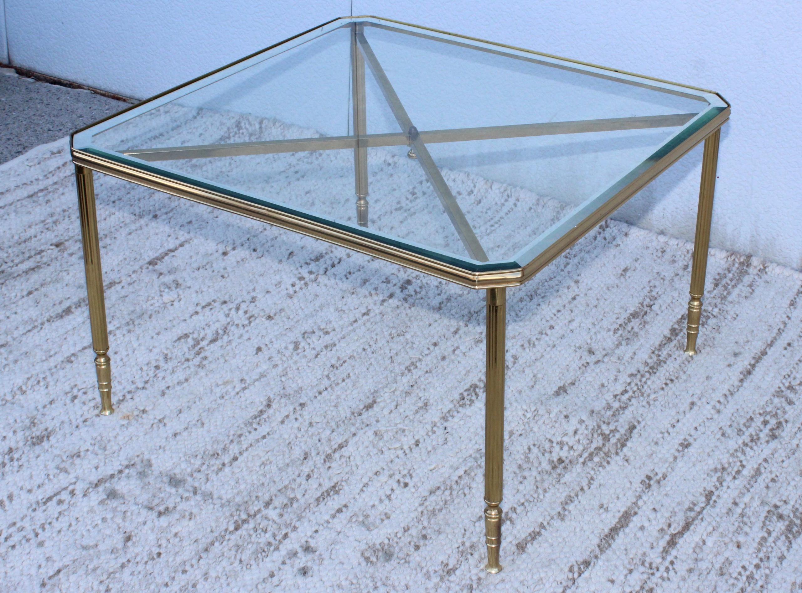 1950's Mid-Century Modern Italian Brass Coffee Table with Nesting Side Tables 9