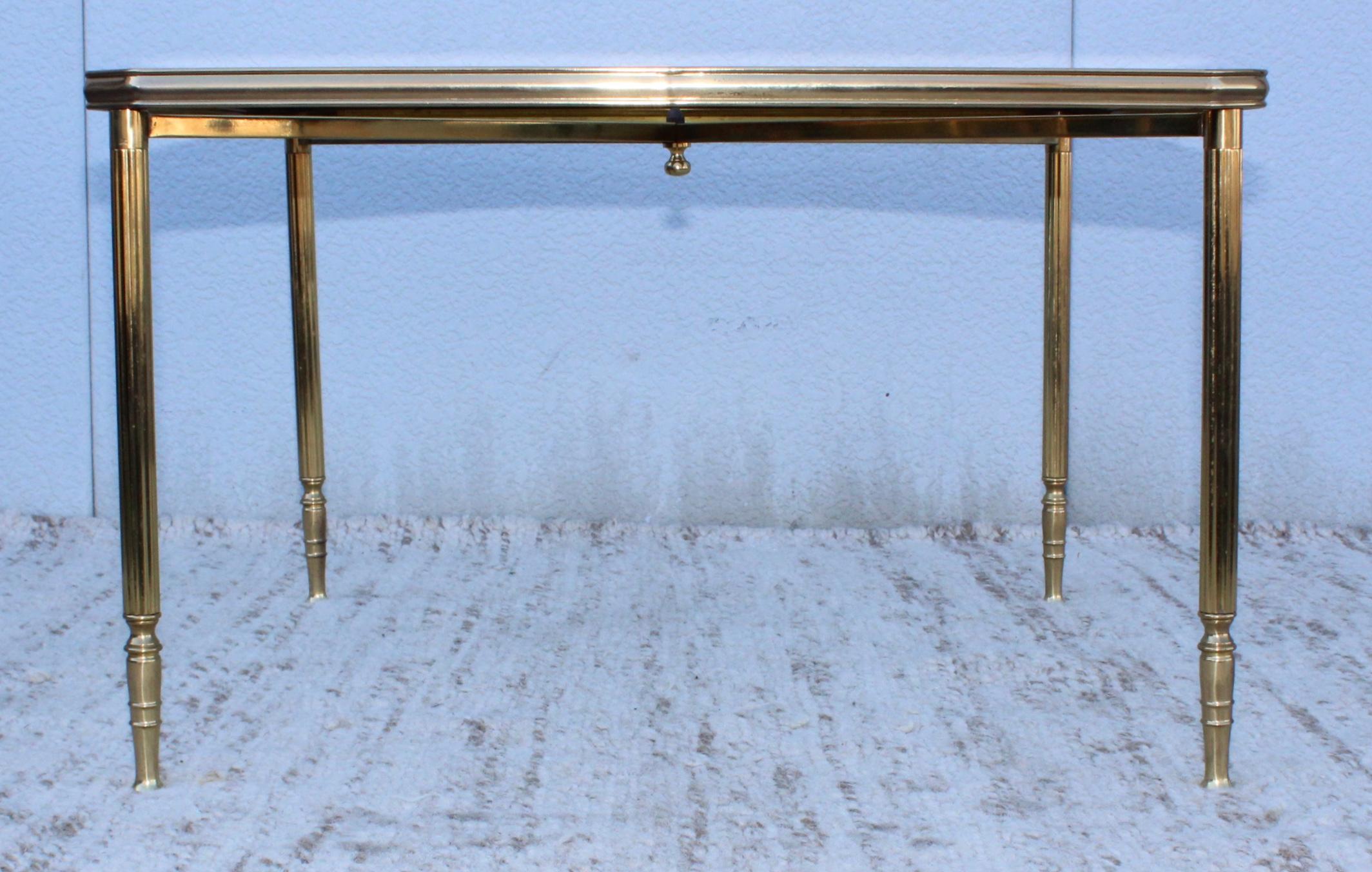 1950's Mid-Century Modern Italian Brass Coffee Table with Nesting Side Tables 10