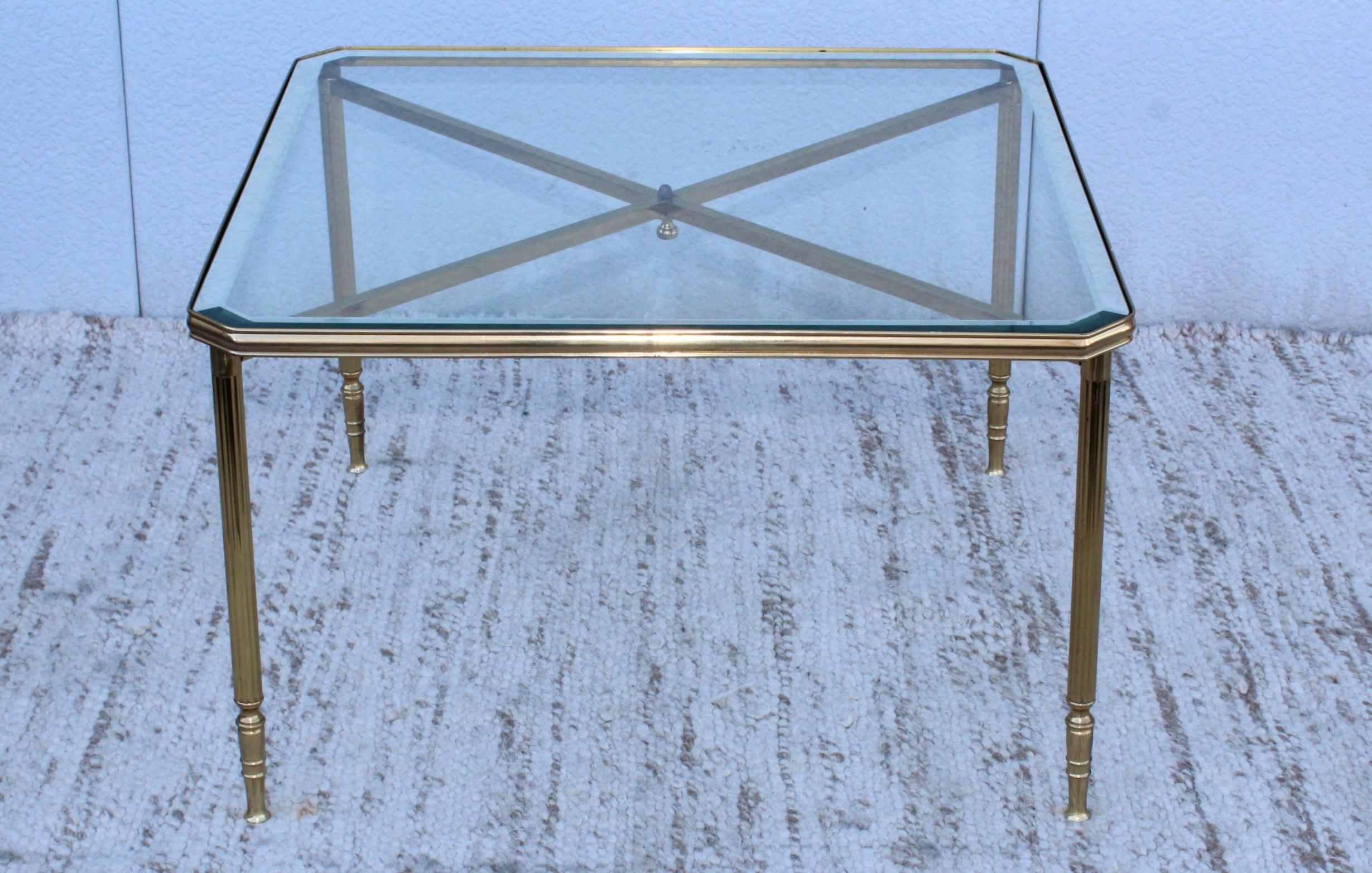 1950's Mid-Century Modern Italian Brass Coffee Table with Nesting Side Tables 11