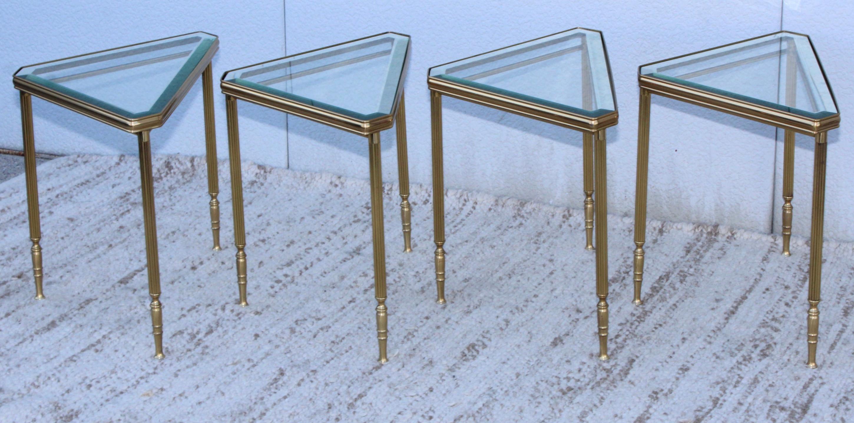 1950's Mid-Century Modern Italian Brass Coffee Table with Nesting Side Tables 15