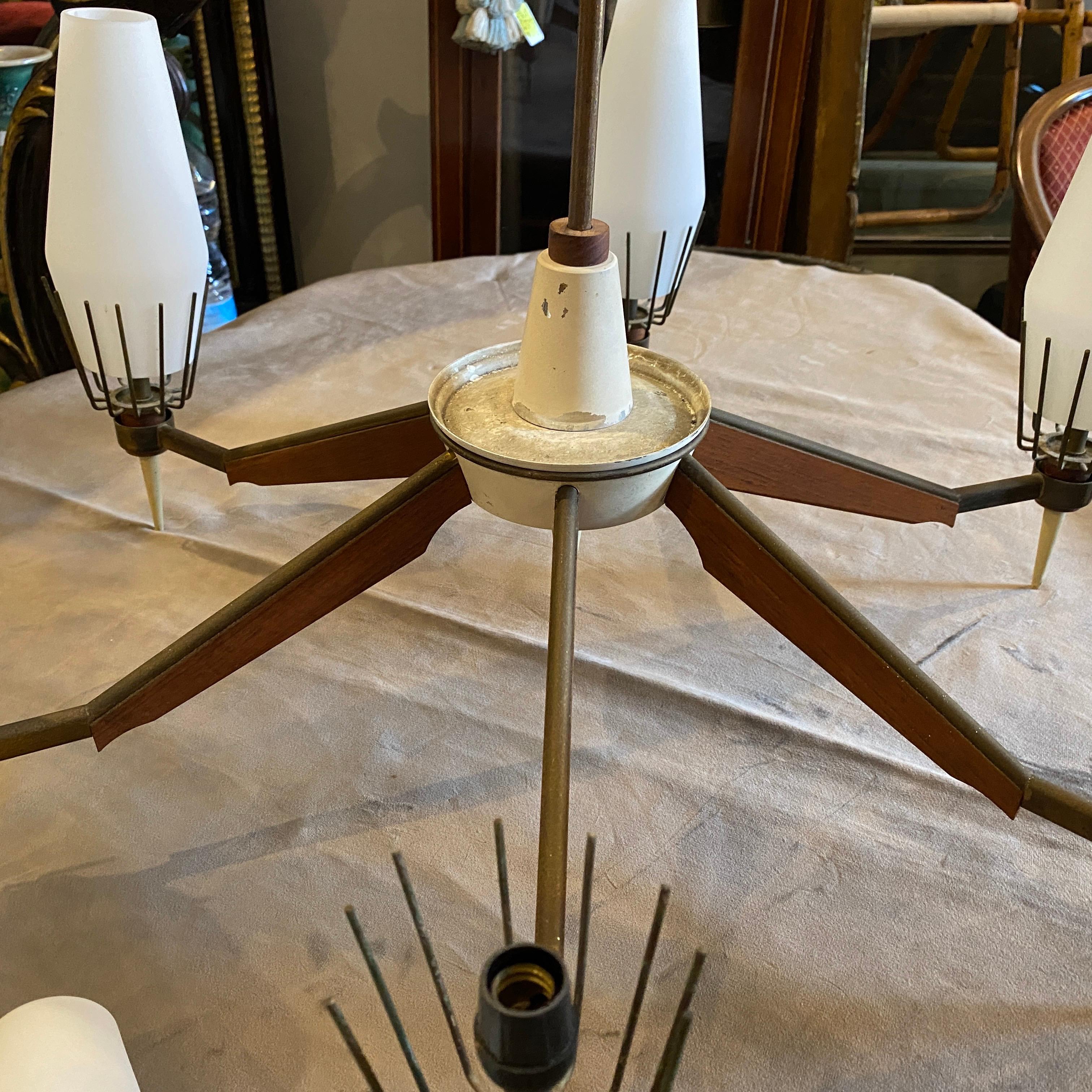 1950s Mid-Century Modern Italian Chandelier in the Manner of Arredoluce For Sale 9