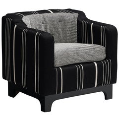 1950s Mid-Century Modern Italian Club Chair in Black White Fabric