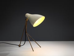 1950s Mid-Century Modern Italian Desk Lamp in Brass with Perforated Shade