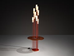 1950s Mid-Century Modern Italian Floor Lamp with Integrated Side Table in Teak