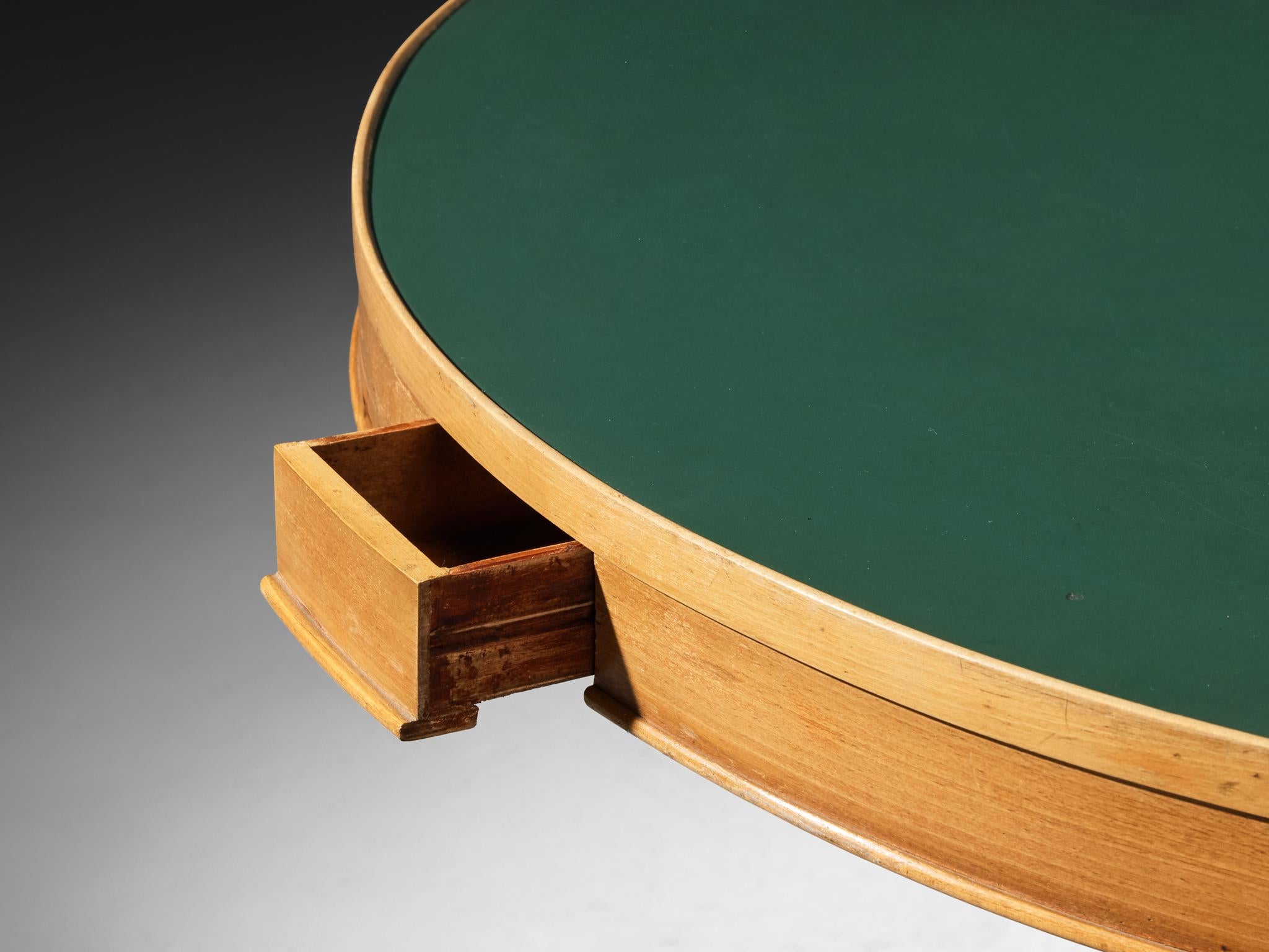 Italienischer Spieltisch aus der Jahrhundertmitte der 1950er Jahre aus grünem Alpi-Marmor und blondem Holz 1
