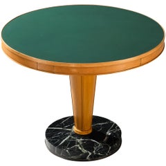 Italienischer Spieltisch aus der Jahrhundertmitte der 1950er Jahre aus grünem Alpi-Marmor und blondem Holz