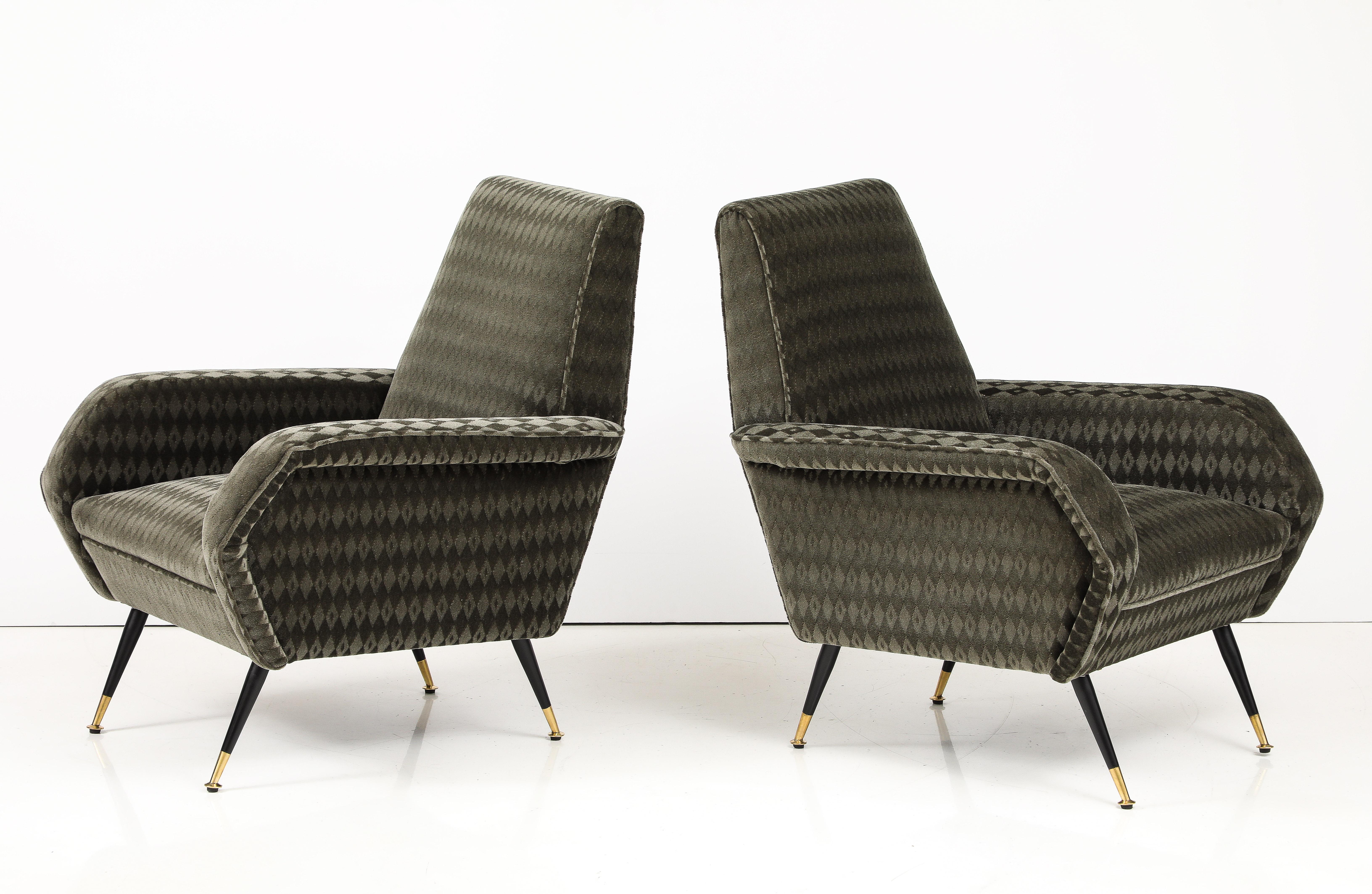 1950's Mid-Century Modern Italian Lounge Chairs With Donghia Mohair Upholstery For Sale 5