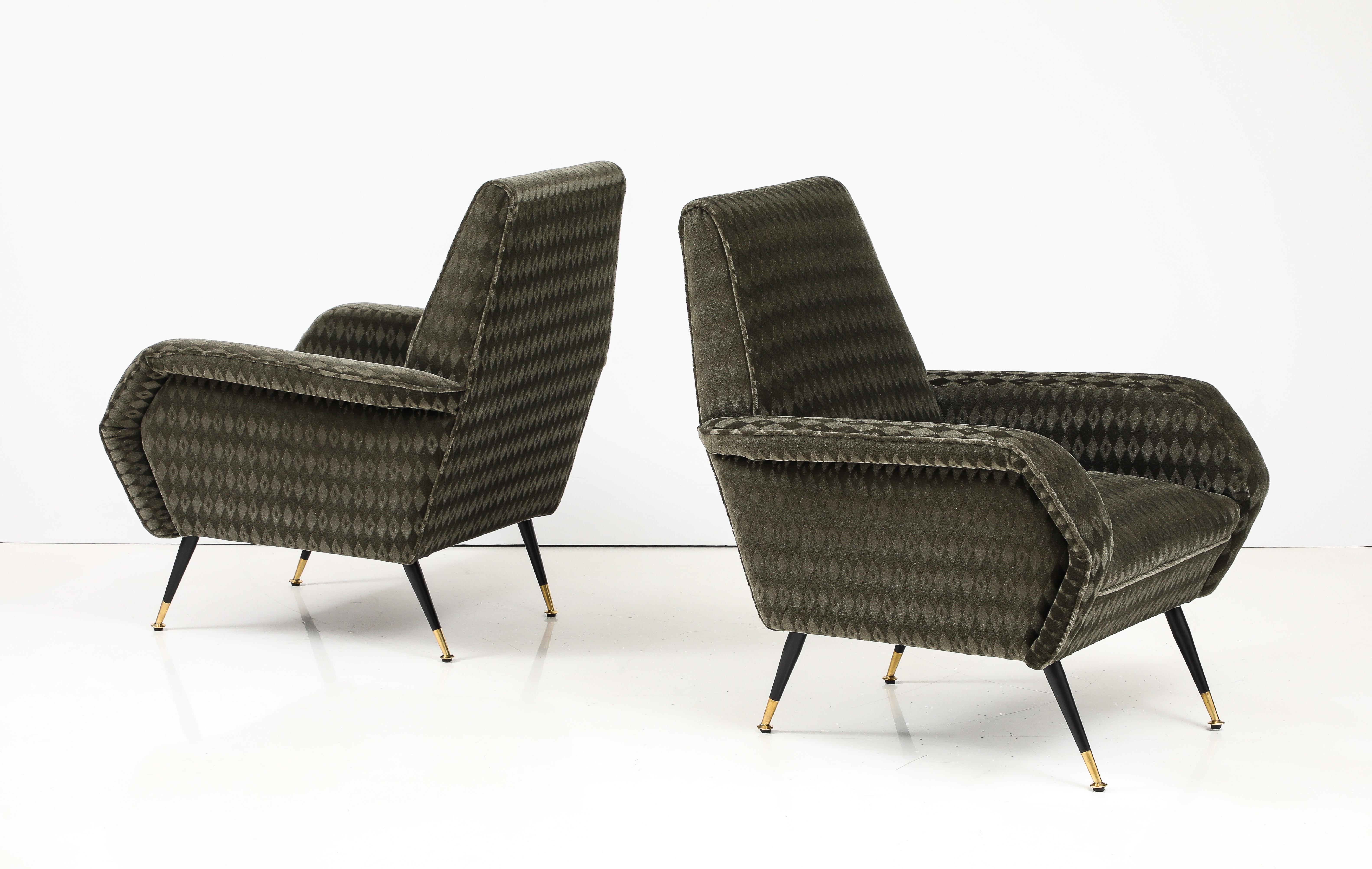 Ottone Sedie da salotto italiane della metà del secolo scorso con rivestimento in mohair Donghia in vendita