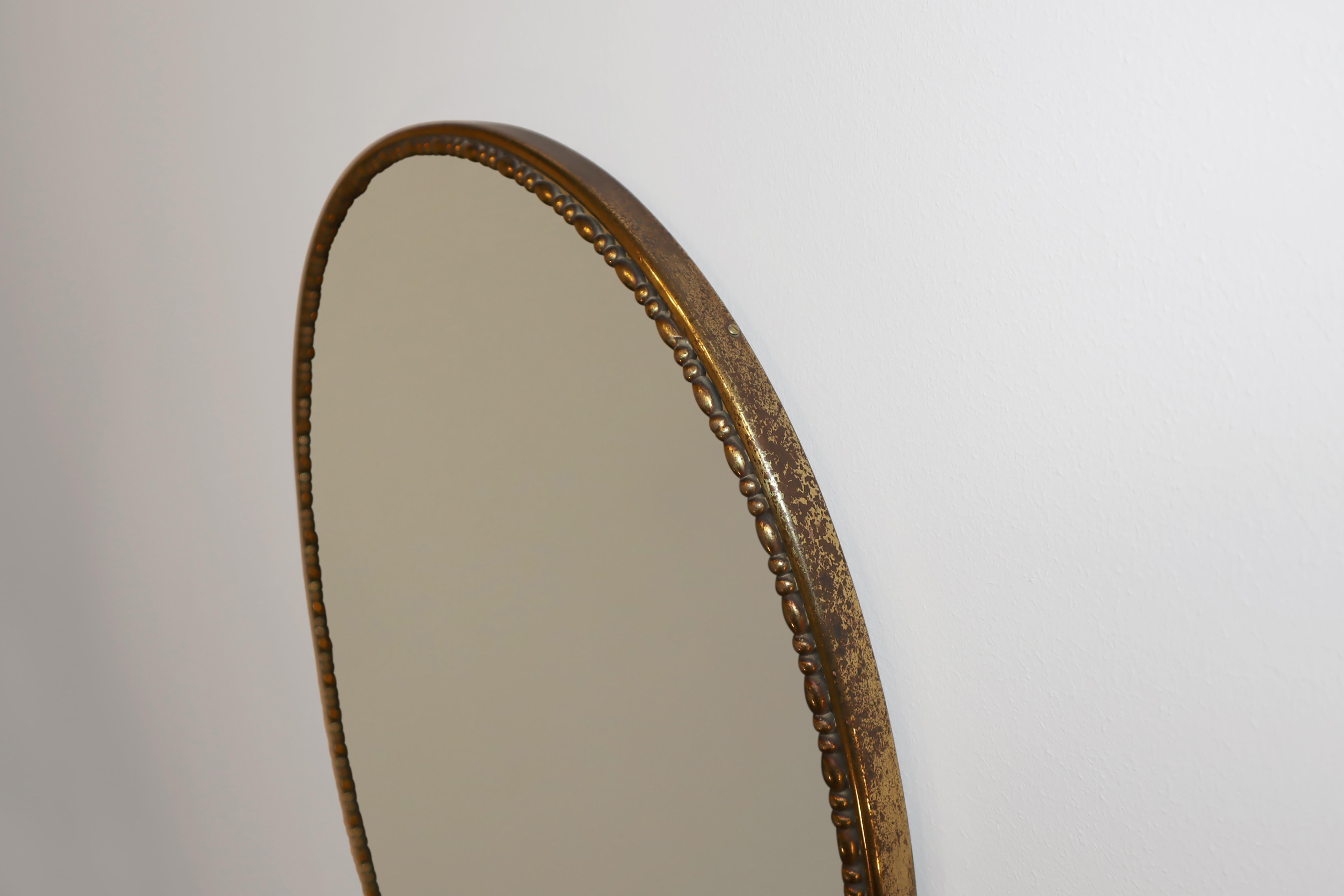 Mid-20th Century 1950s Mid-Century Modern Italian Oval Brass Wall Mirror